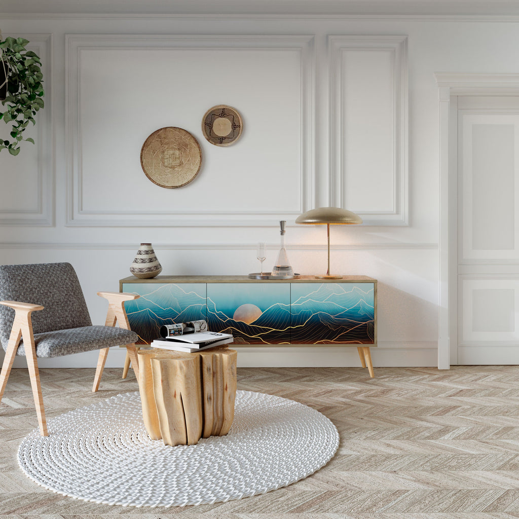 LUNAR SECRETS Móvel de TV com 3 Portas em Efeito Carvalho