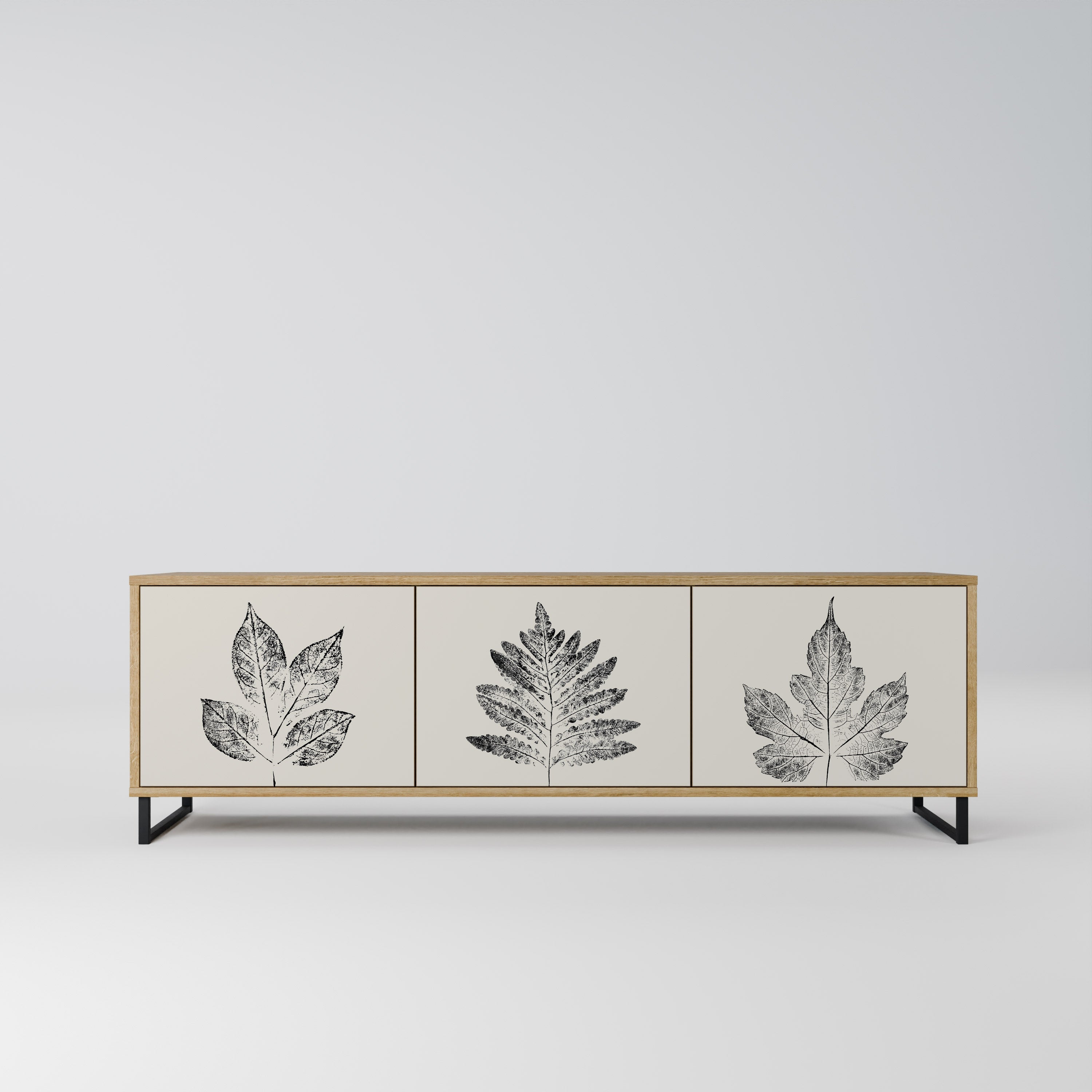 LEAFY STAMPS Móvel de TV com 3 Portas em Efeito Carvalho