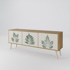 GREEN LEAFY STAMPS 3-Door TV Stand in Oak Effect