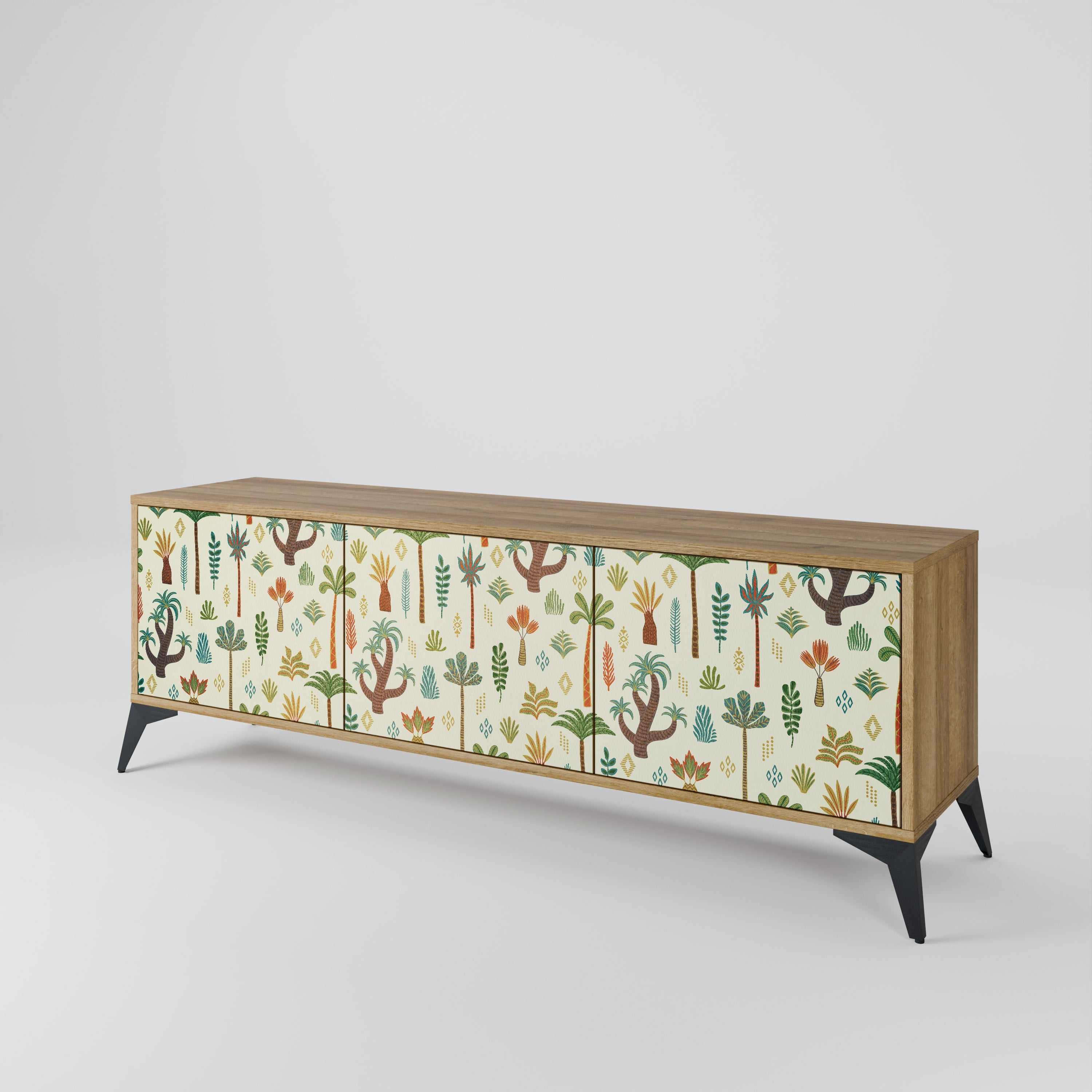 PALM SPRING Móvel de TV com 3 Portas em Efeito Carvalho