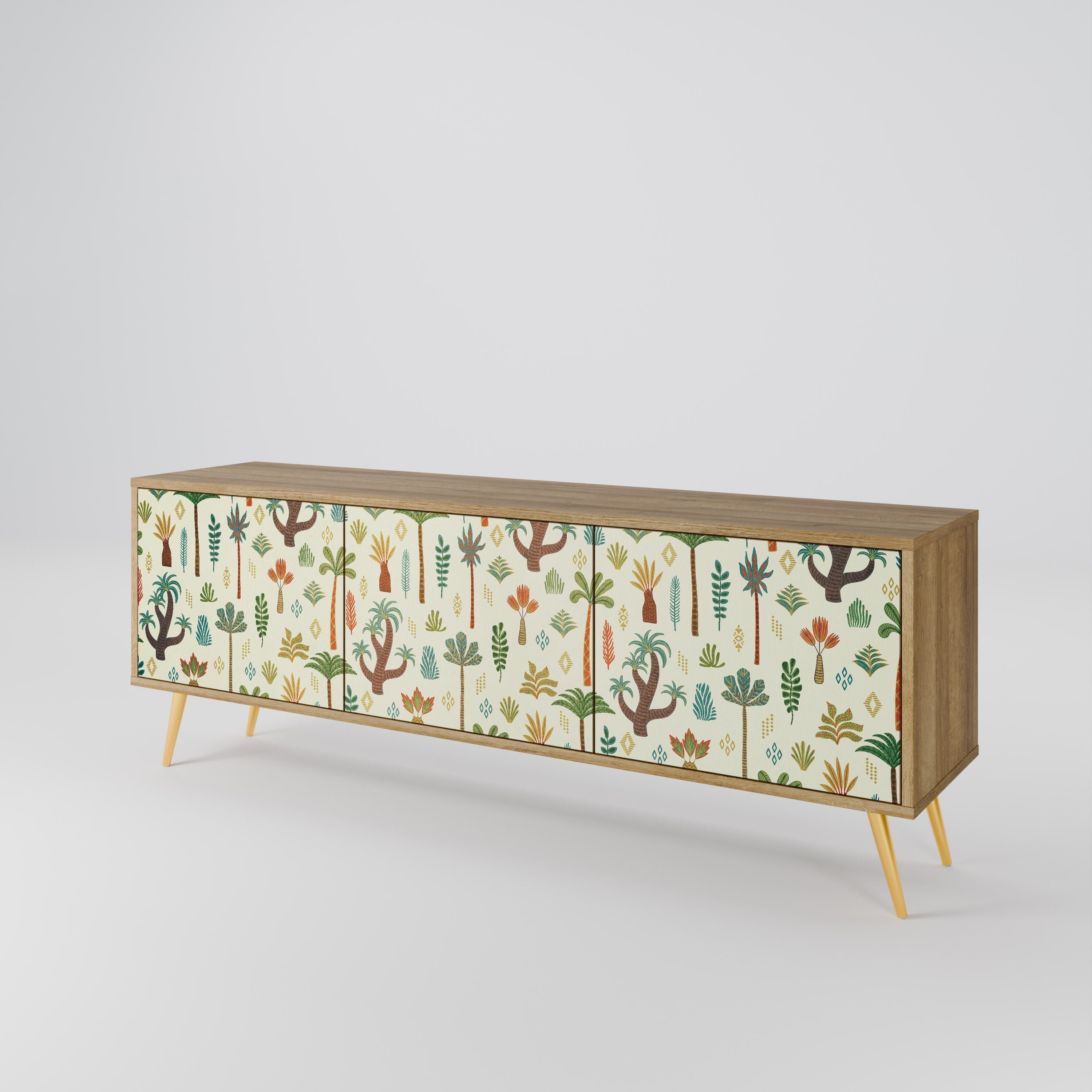 PALM SPRING Móvel de TV com 3 Portas em Efeito Carvalho