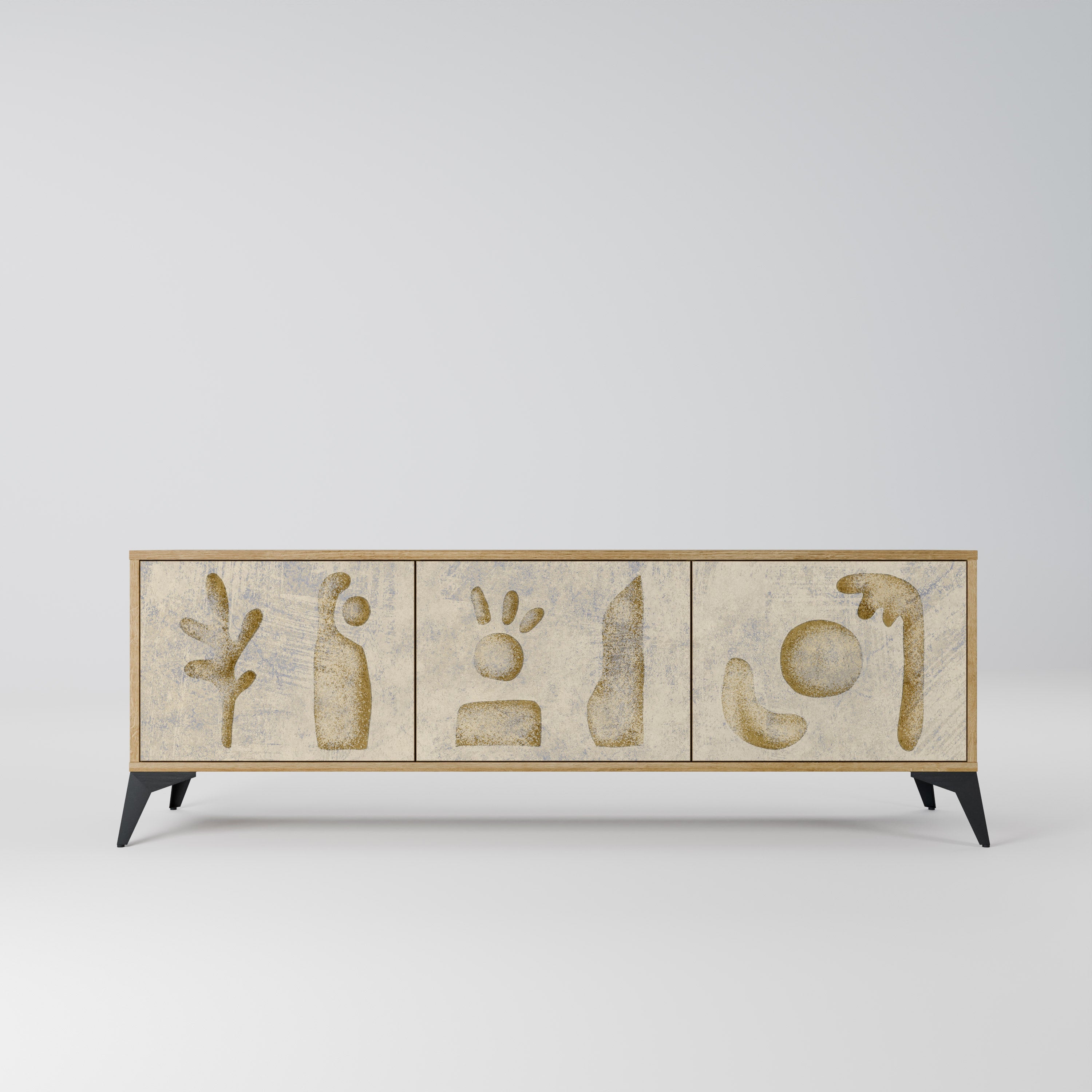 SAND SCULPTURES Móvel de TV com 3 Portas em Efeito Carvalho