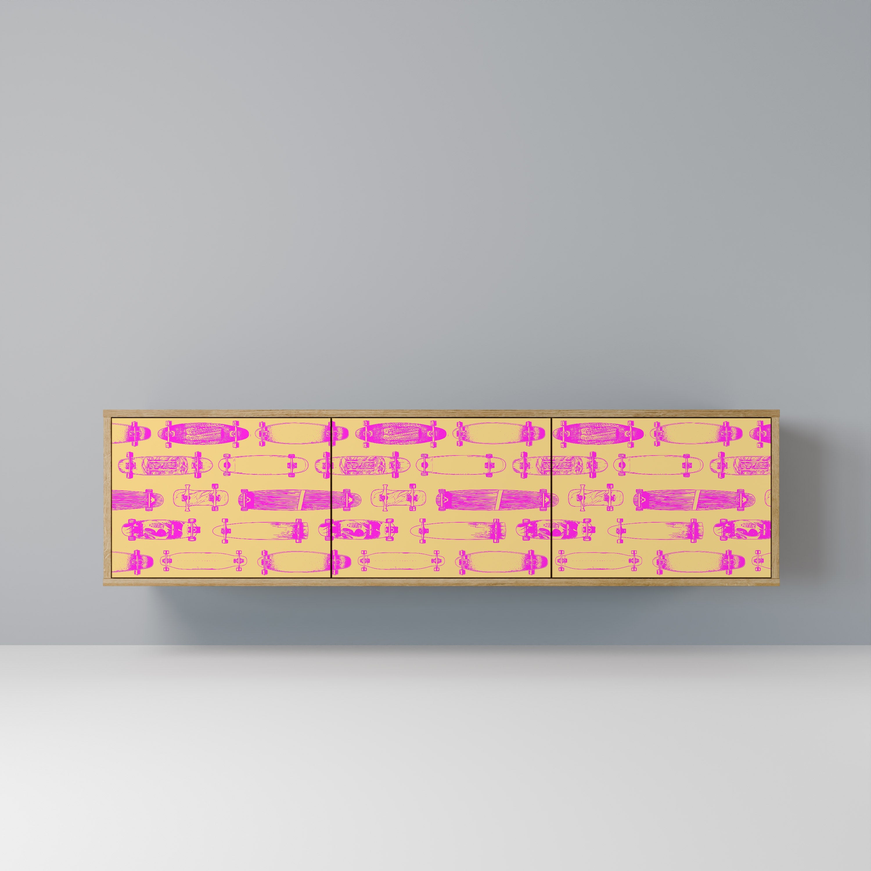 SKATEBOARD ARTISTRY Móvel de TV com 3 Portas em Efeito Carvalho