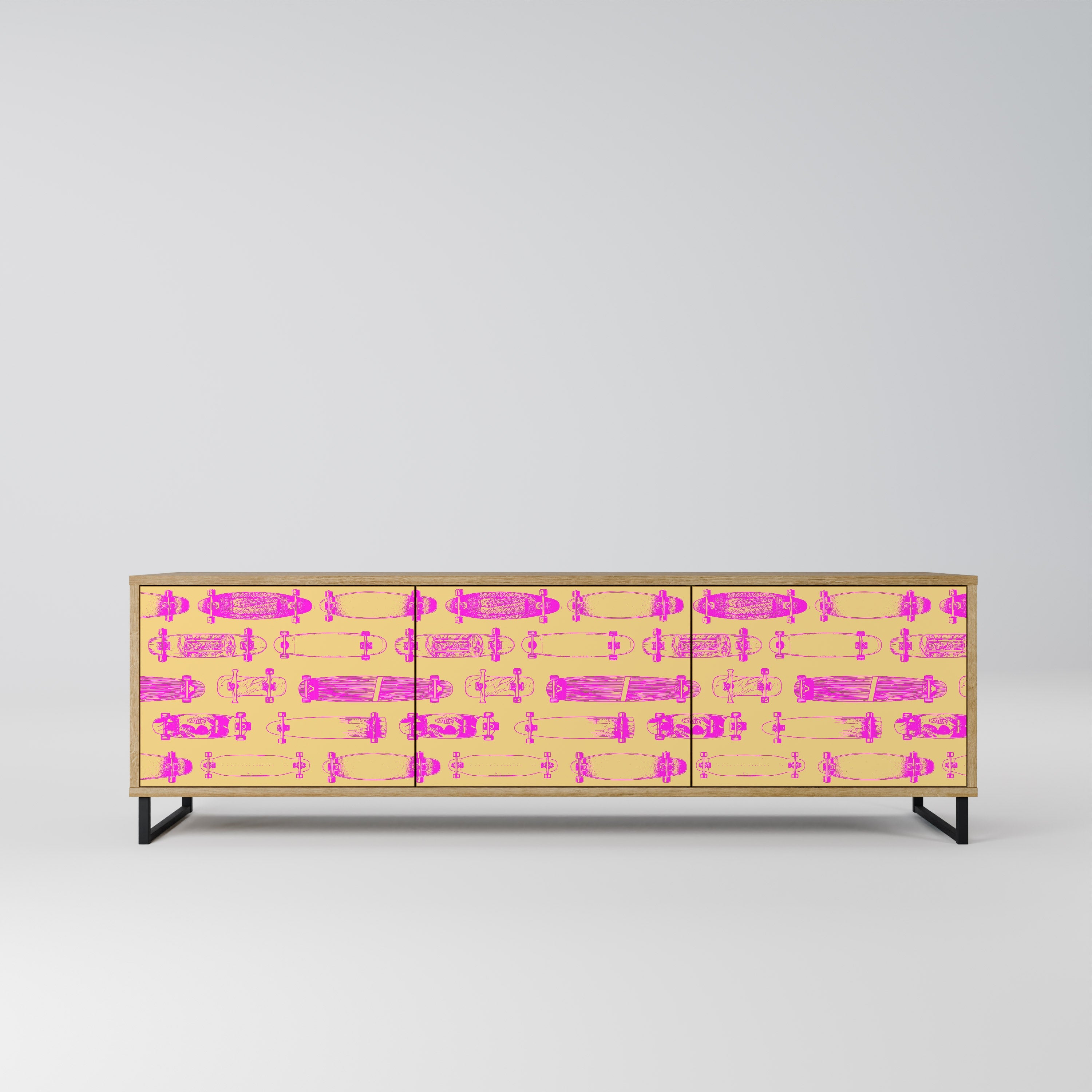 SKATEBOARD ARTISTRY Móvel de TV com 3 Portas em Efeito Carvalho