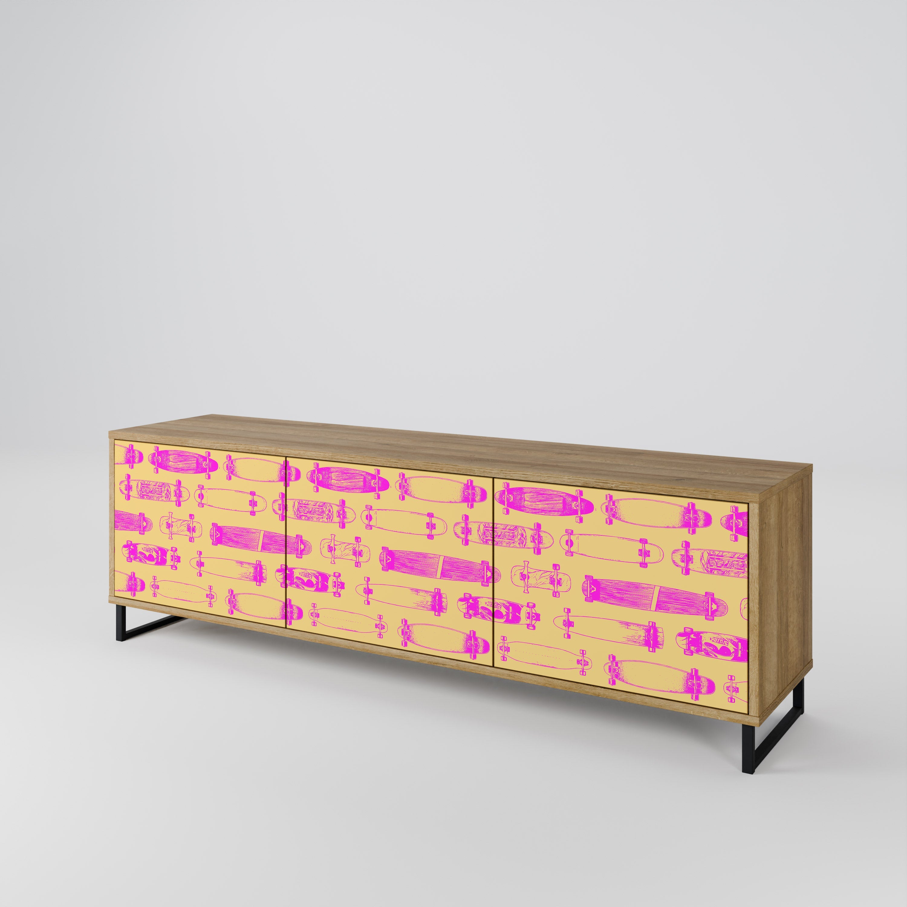 SKATEBOARD ARTISTRY Móvel de TV com 3 Portas em Efeito Carvalho