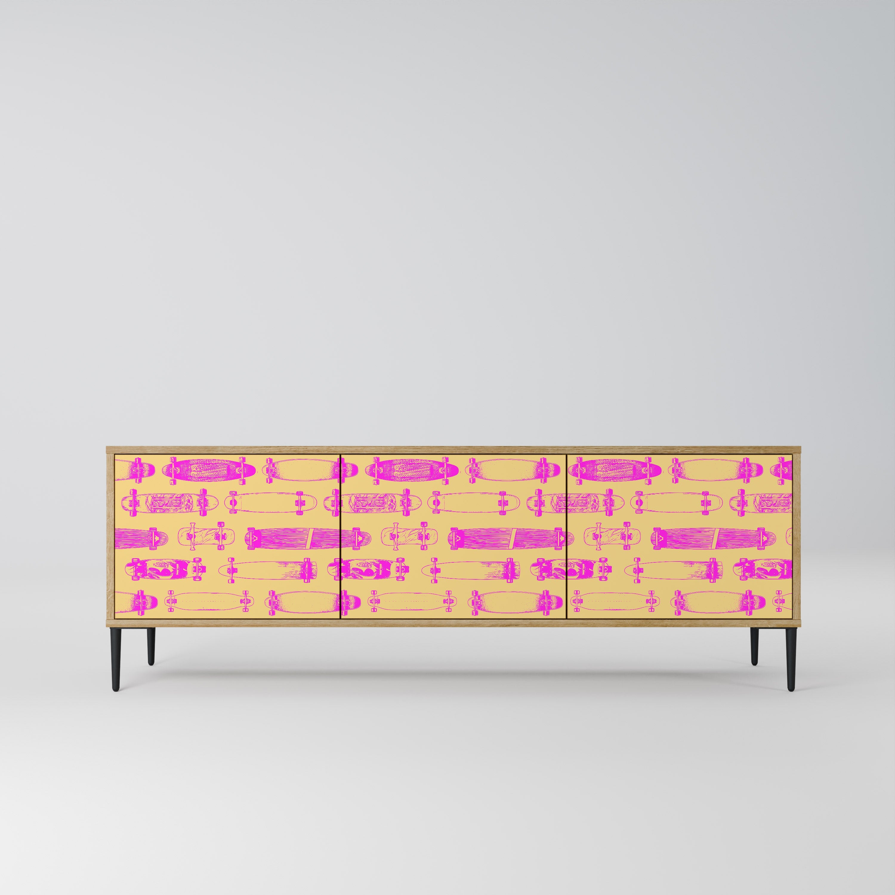 SKATEBOARD ARTISTRY Móvel de TV com 3 Portas em Efeito Carvalho