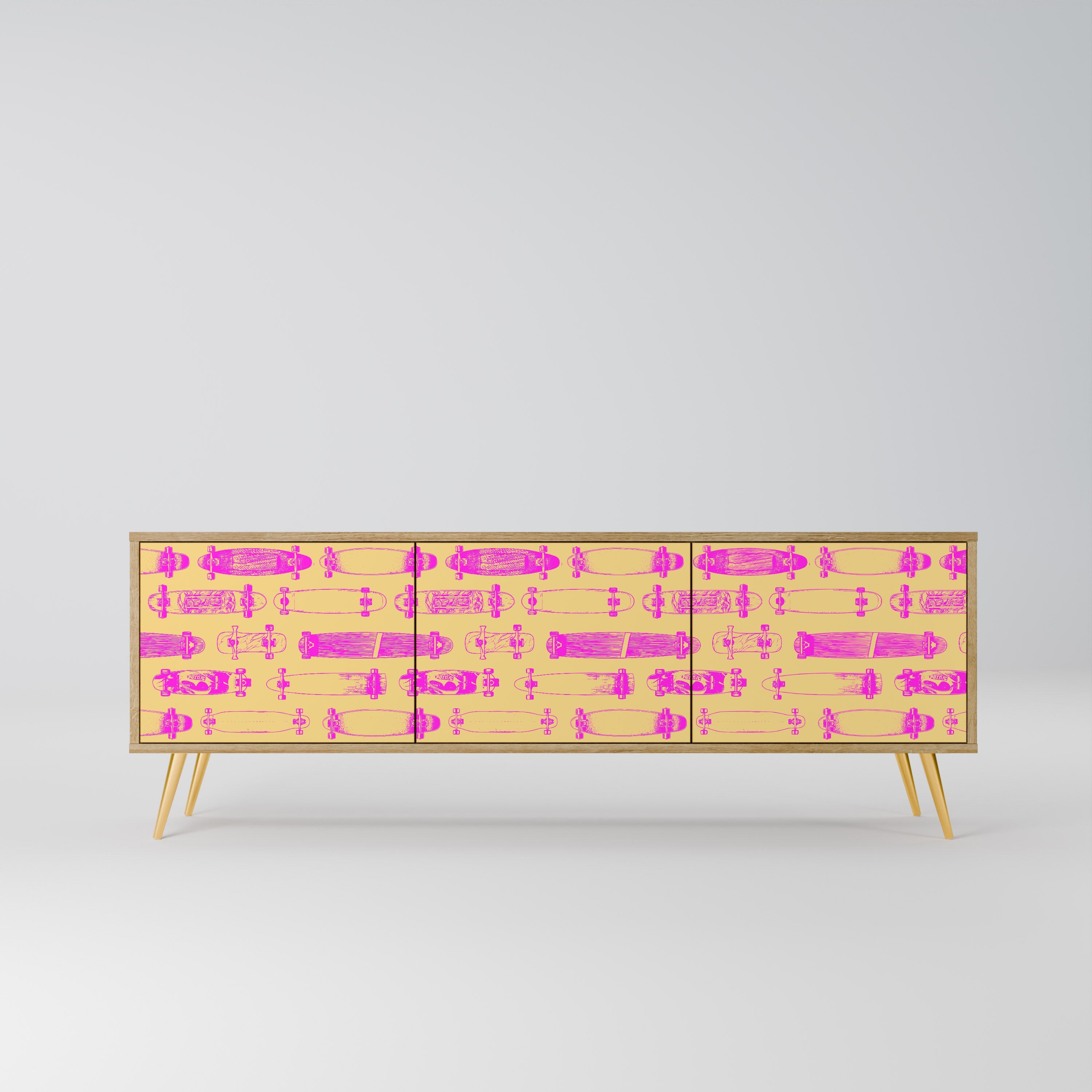 SKATEBOARD ARTISTRY Móvel de TV com 3 Portas em Efeito Carvalho