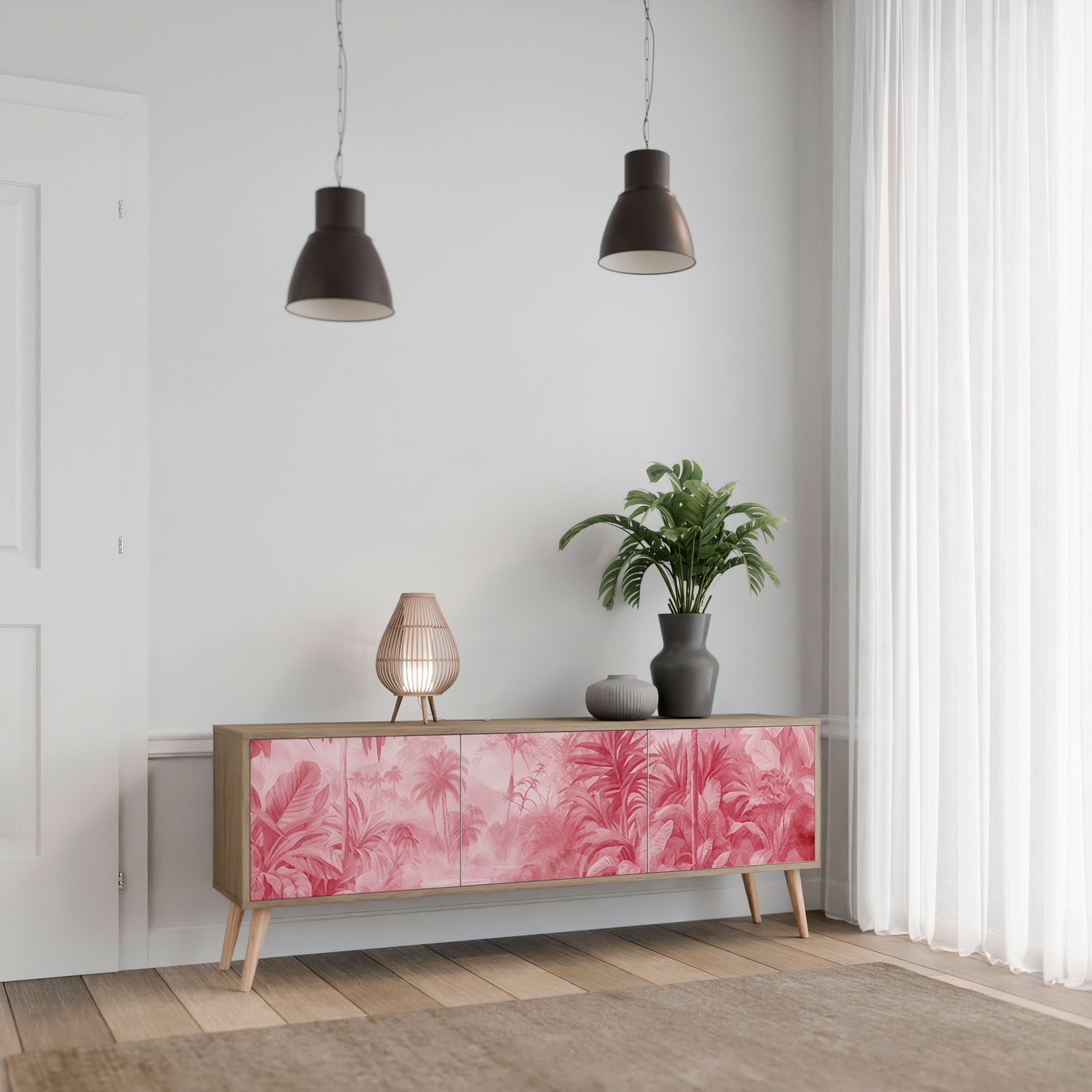 SWEET TROPICS Móvel de TV com 3 Portas em Efeito Carvalho