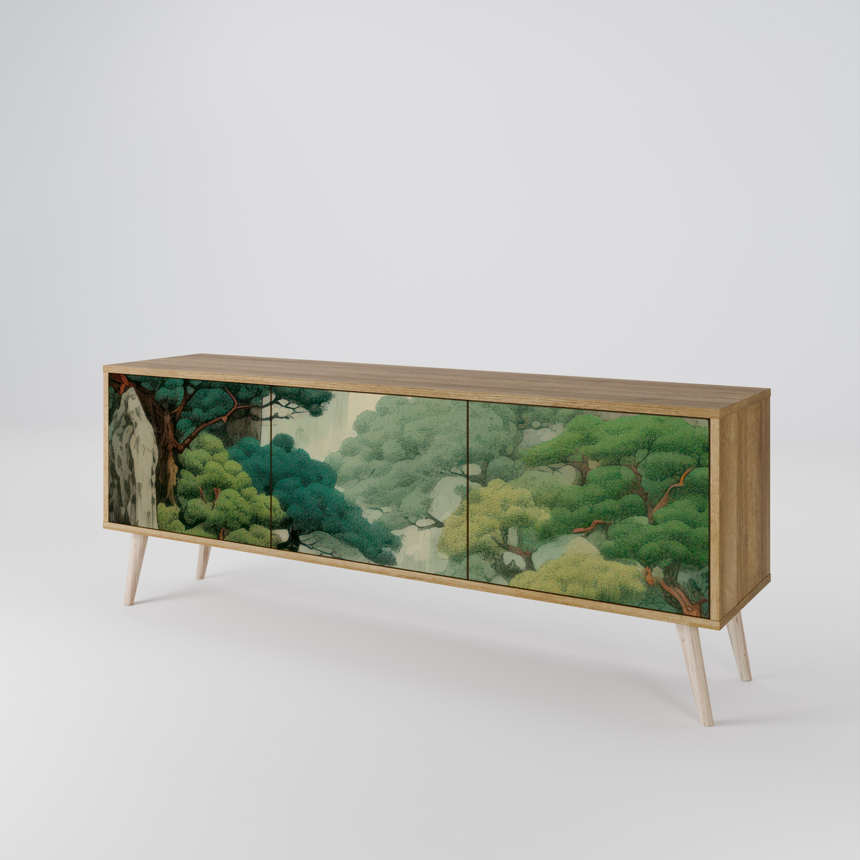 VERDURE ABYSS Móvel de TV com 3 Portas em Efeito Carvalho