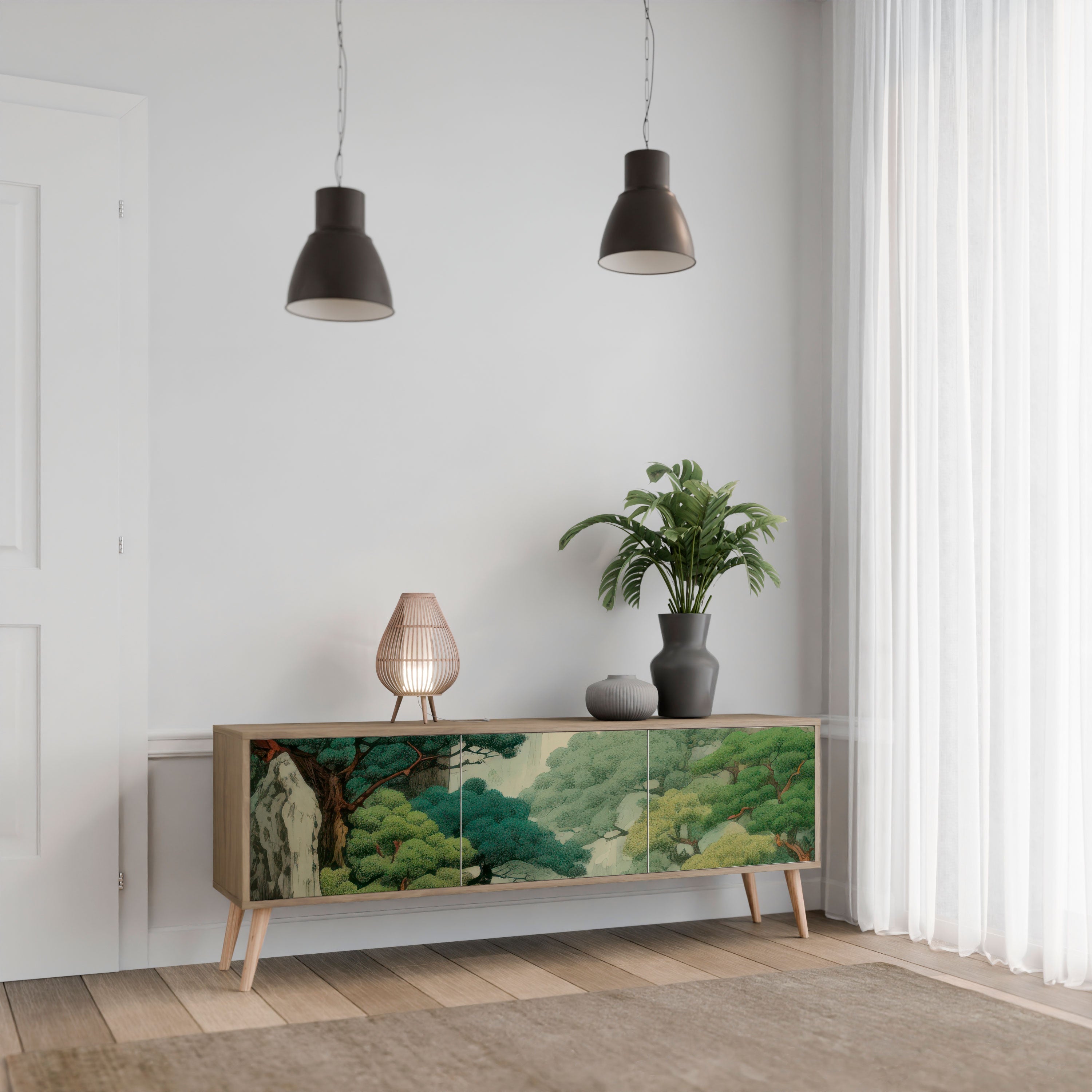 VERDURE ABYSS Móvel de TV com 3 Portas em Efeito Carvalho