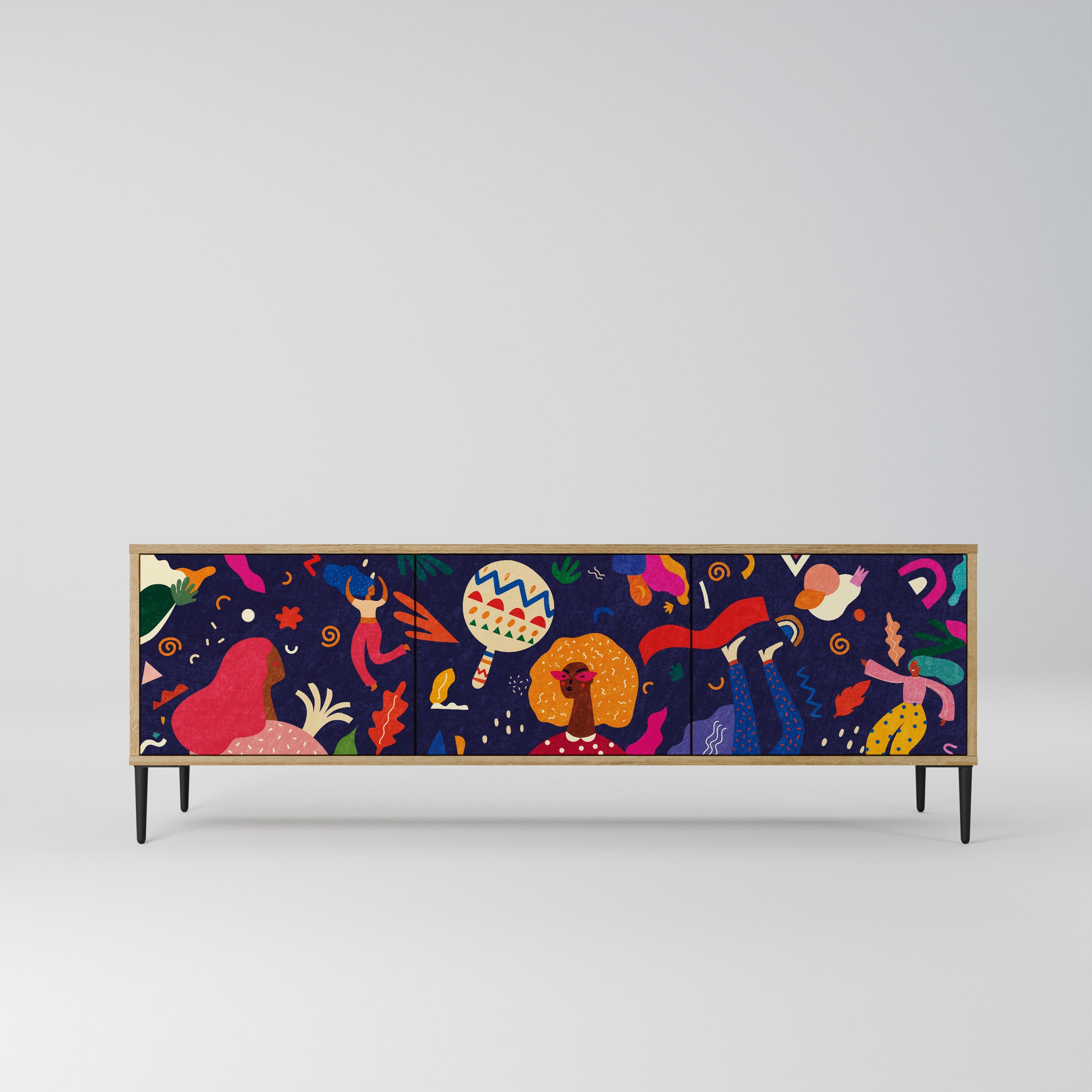 FESTIVE PLEASURES Móvel de TV com 3 Portas em Efeito Carvalho