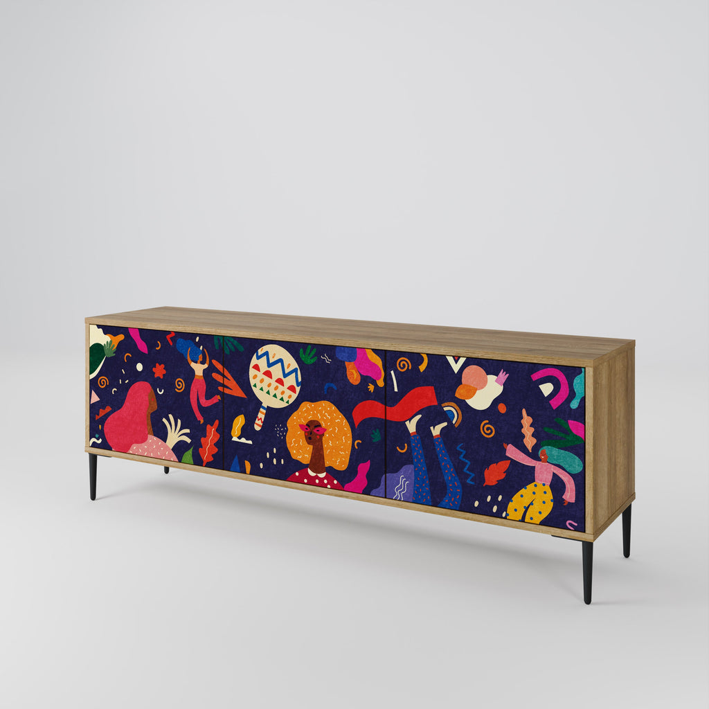 FESTIVE PLEASURES Móvel de TV com 3 Portas em Efeito Carvalho