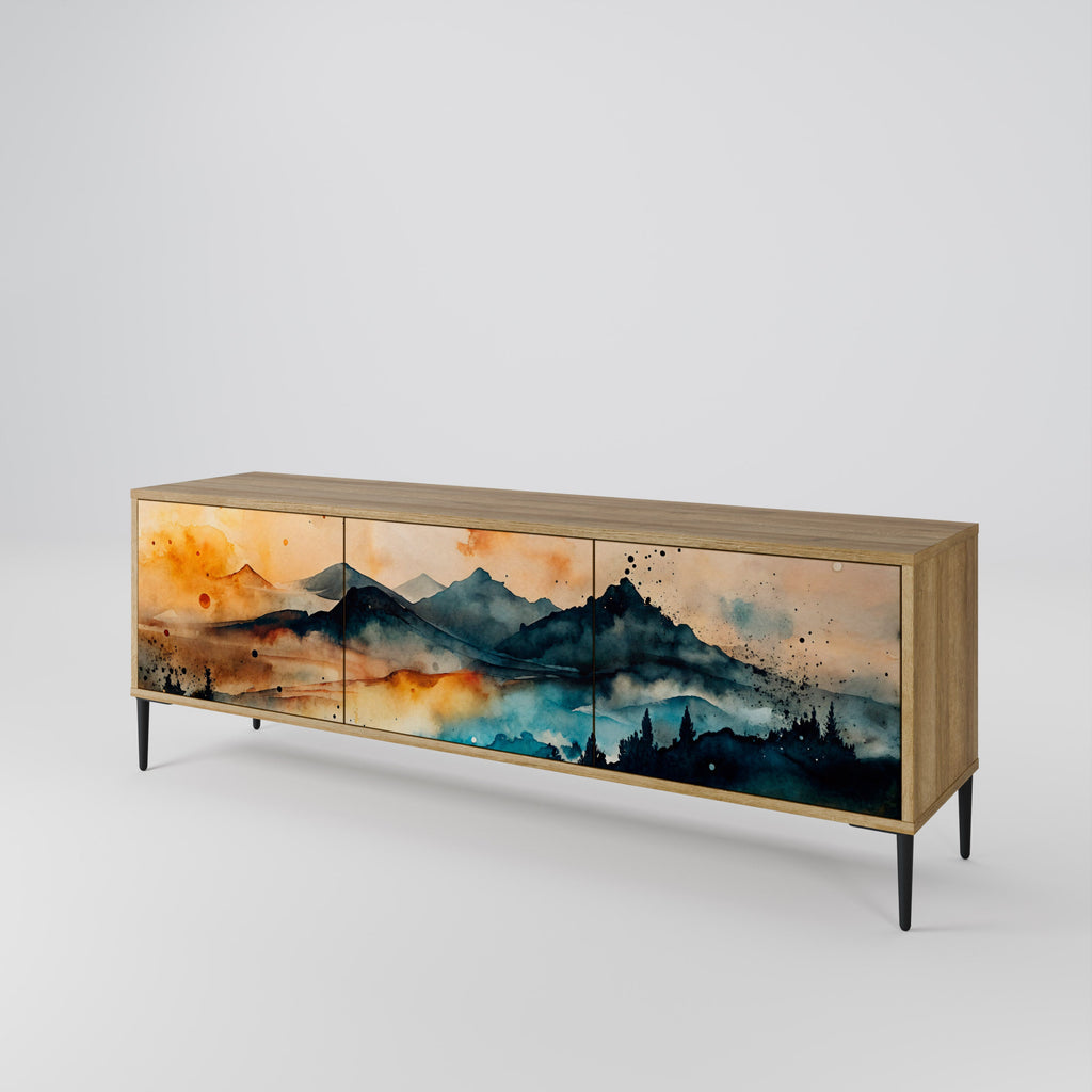 OMINOUS MOUNTAINS Móvel de TV com 3 Portas em Efeito Carvalho