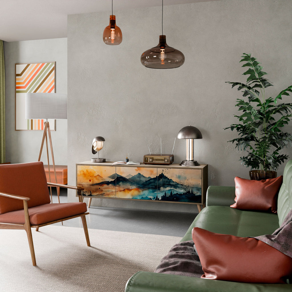 OMINOUS MOUNTAINS Móvel de TV com 3 Portas em Efeito Carvalho