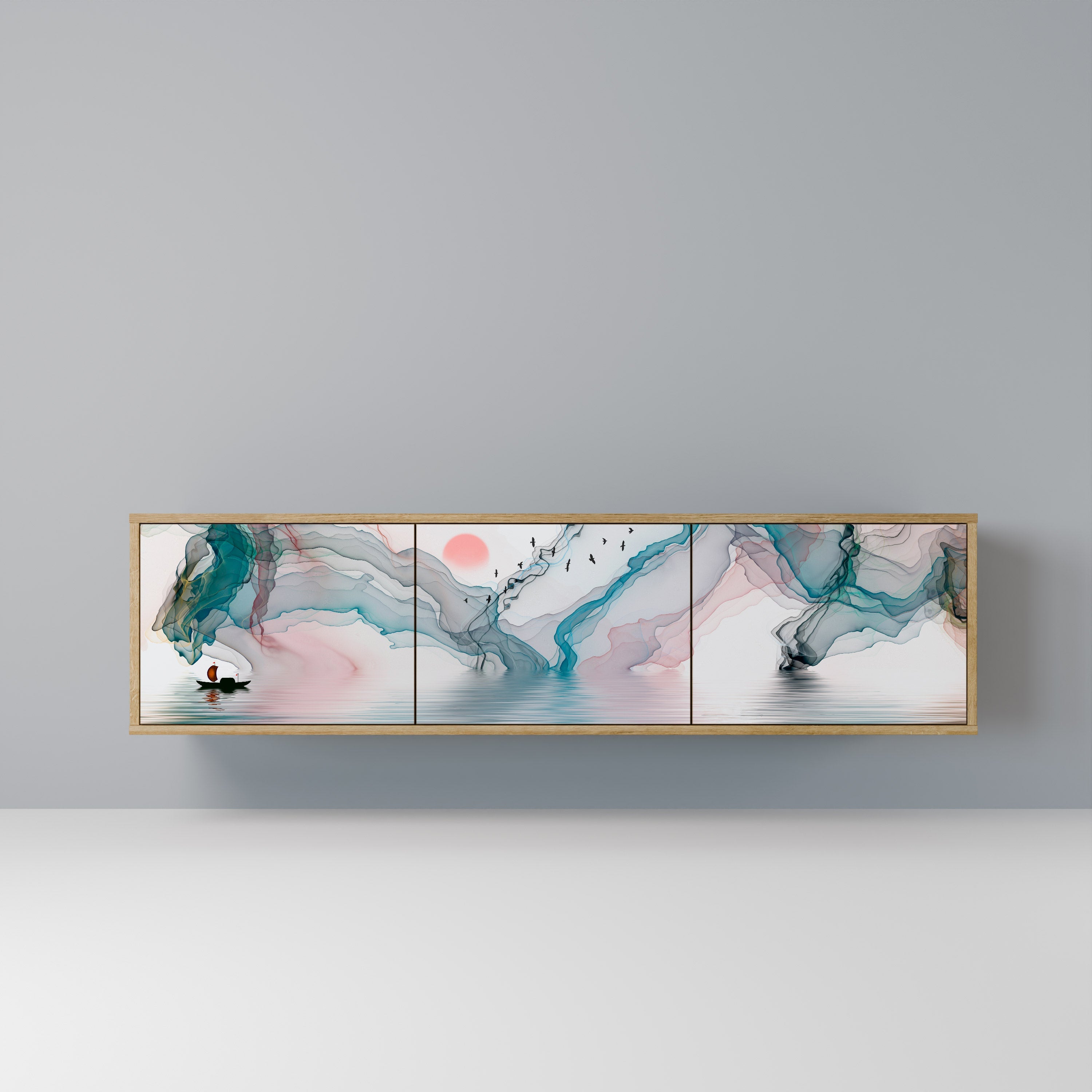 VELVET CROSSING Móvel de TV com 3 Portas em Efeito Carvalho