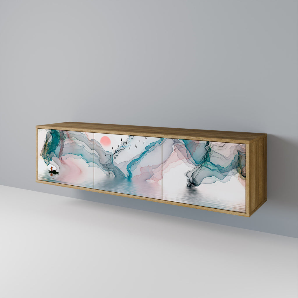 VELVET CROSSING Móvel de TV com 3 Portas em Efeito Carvalho