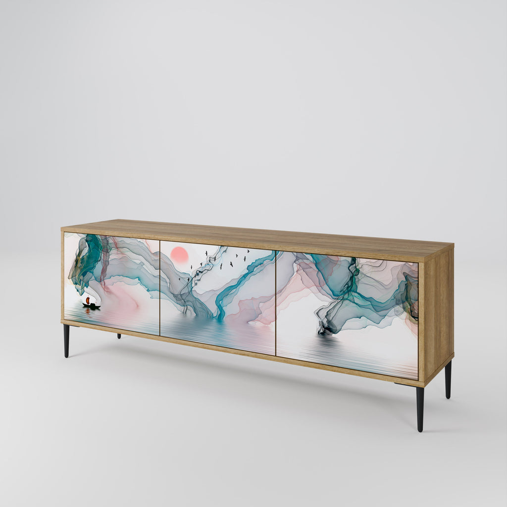 VELVET CROSSING Móvel de TV com 3 Portas em Efeito Carvalho