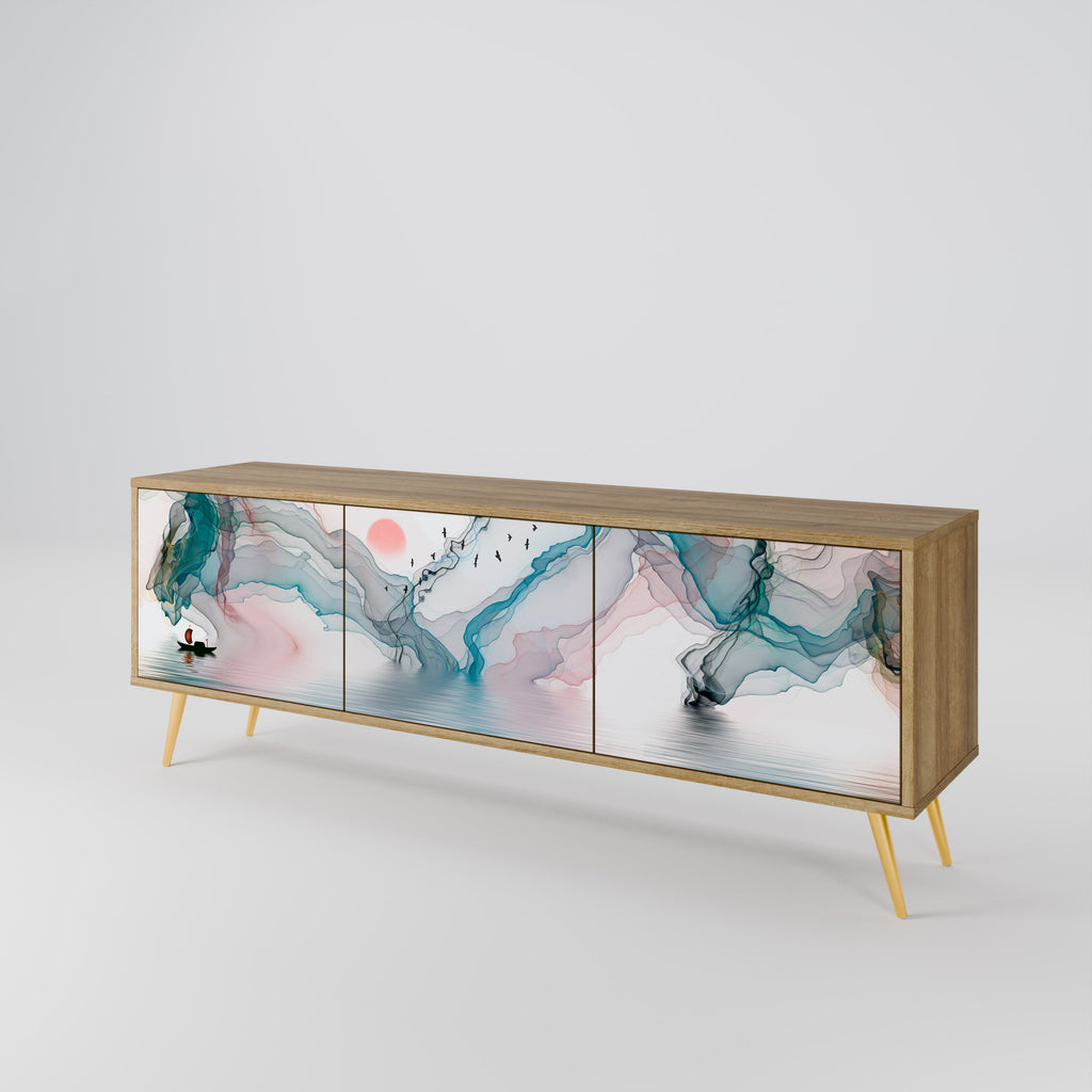 VELVET CROSSING Móvel de TV com 3 Portas em Efeito Carvalho