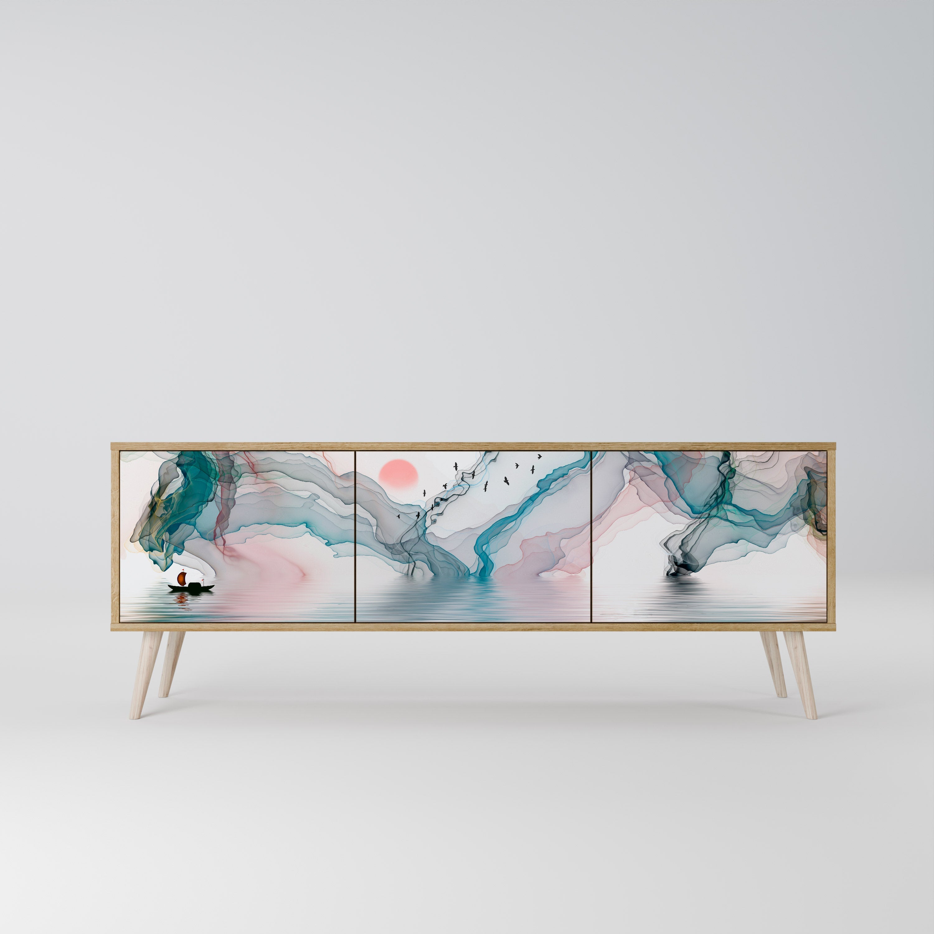 VELVET CROSSING Móvel de TV com 3 Portas em Efeito Carvalho