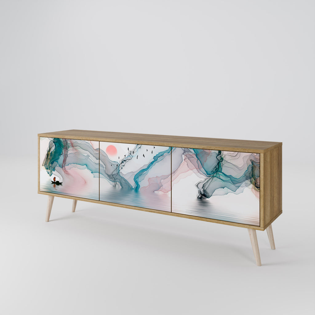 VELVET CROSSING Móvel de TV com 3 Portas em Efeito Carvalho