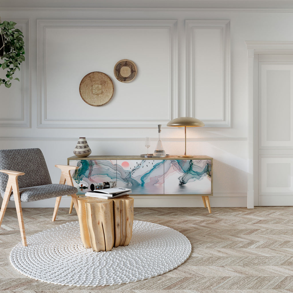 VELVET CROSSING Móvel de TV com 3 Portas em Efeito Carvalho