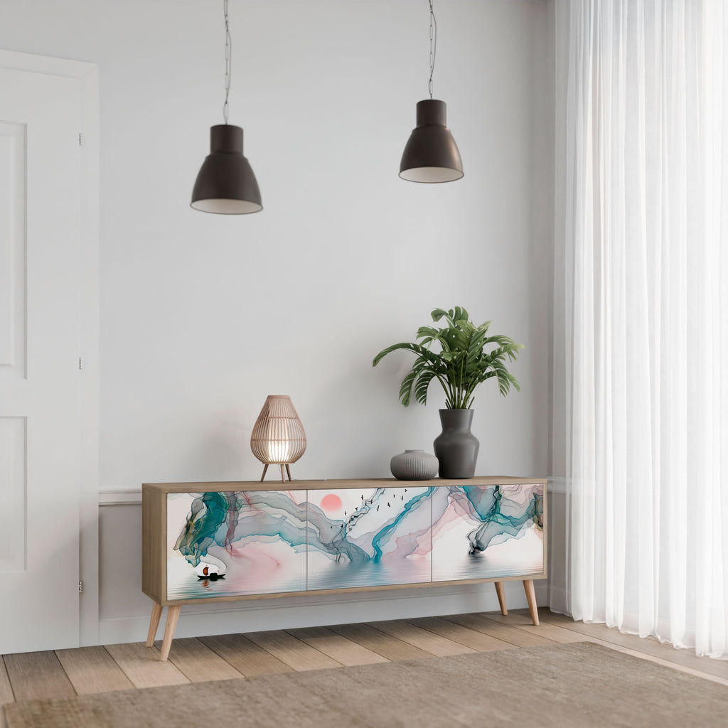 VELVET CROSSING Móvel de TV com 3 Portas em Efeito Carvalho