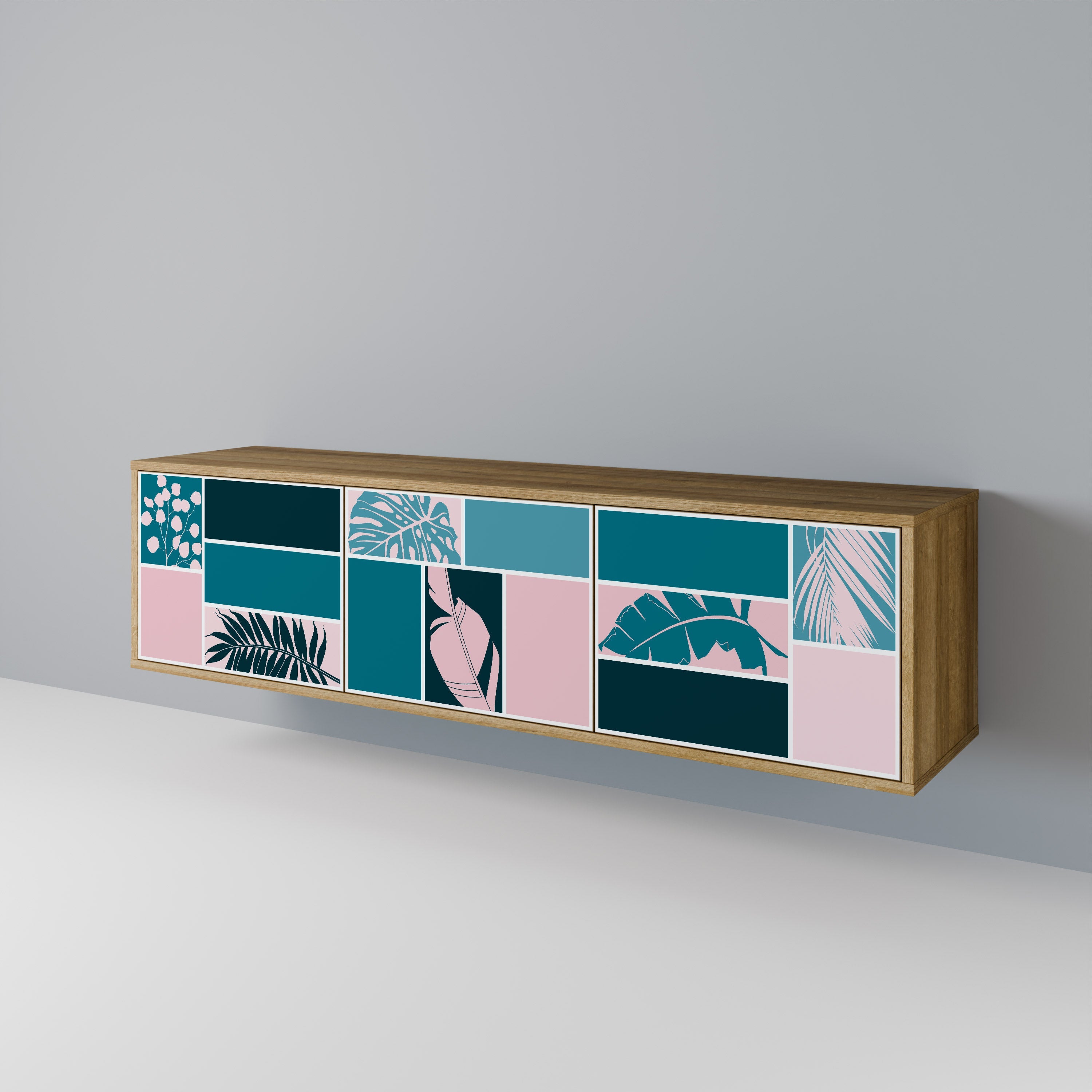 COMBINATION OF SHAPES Móvel de TV com 3 Portas em Efeito Carvalho