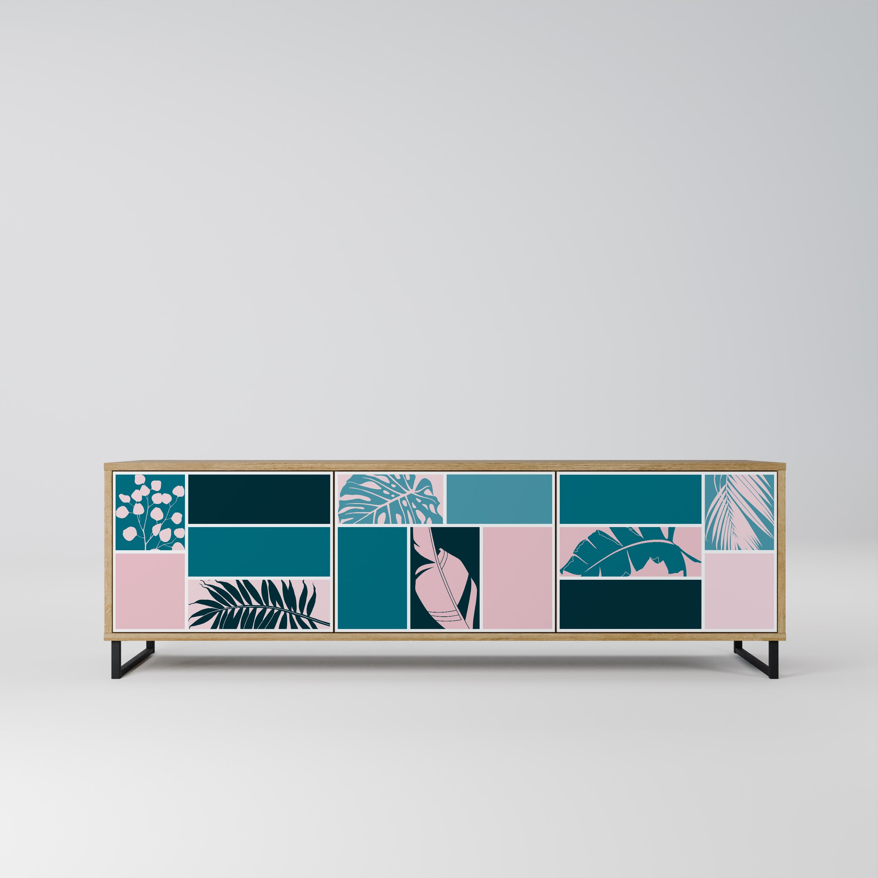 COMBINATION OF SHAPES Móvel de TV com 3 Portas em Efeito Carvalho