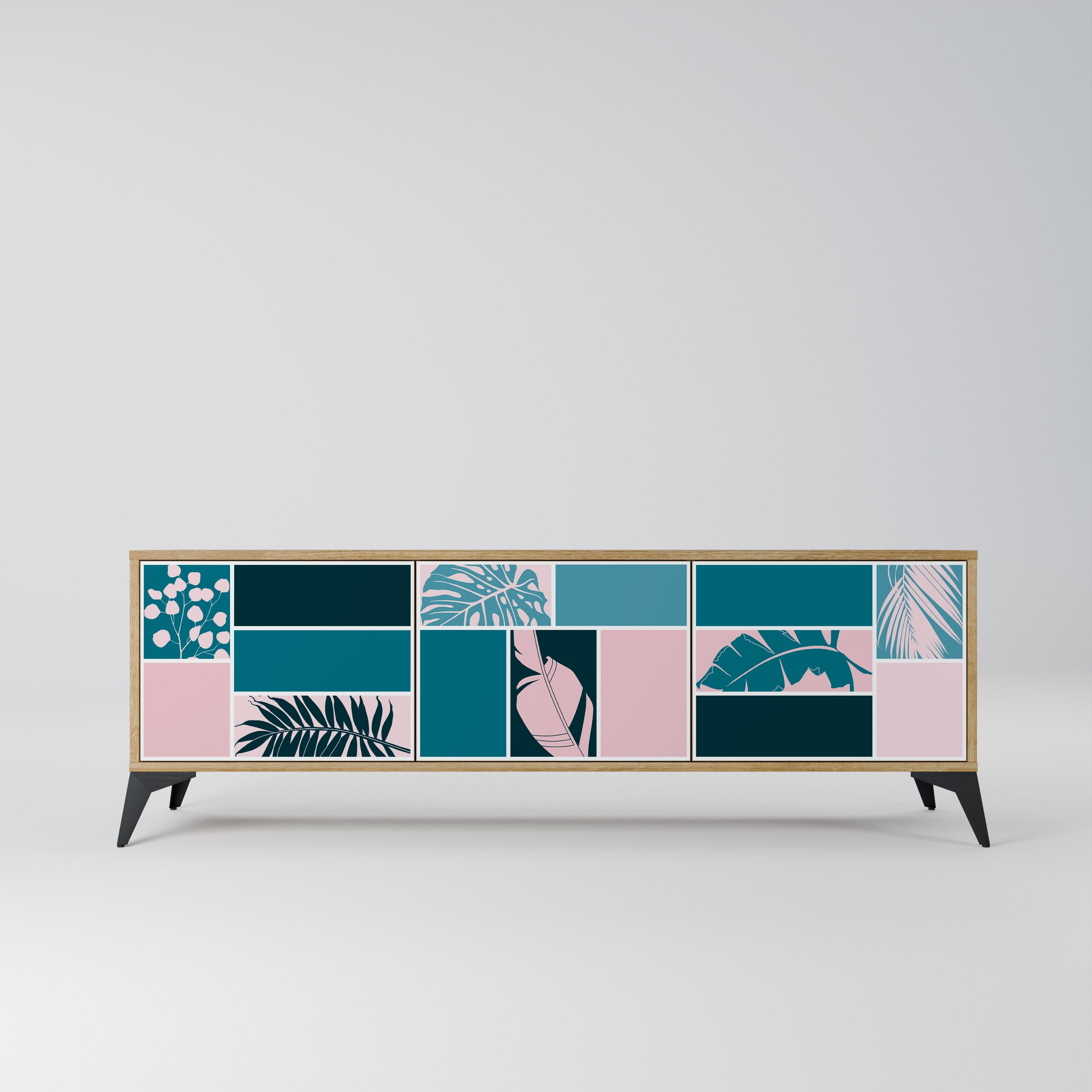 COMBINATION OF SHAPES Móvel de TV com 3 Portas em Efeito Carvalho