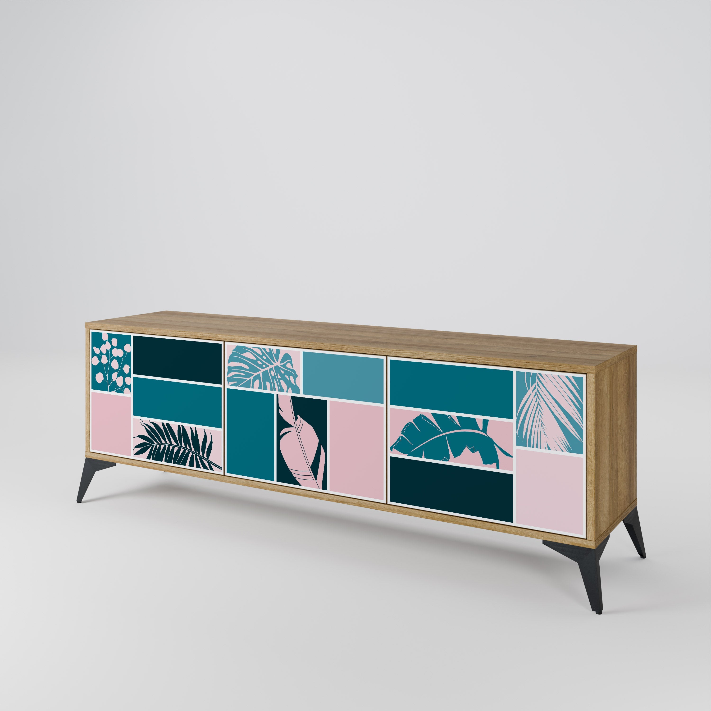 COMBINATION OF SHAPES Móvel de TV com 3 Portas em Efeito Carvalho