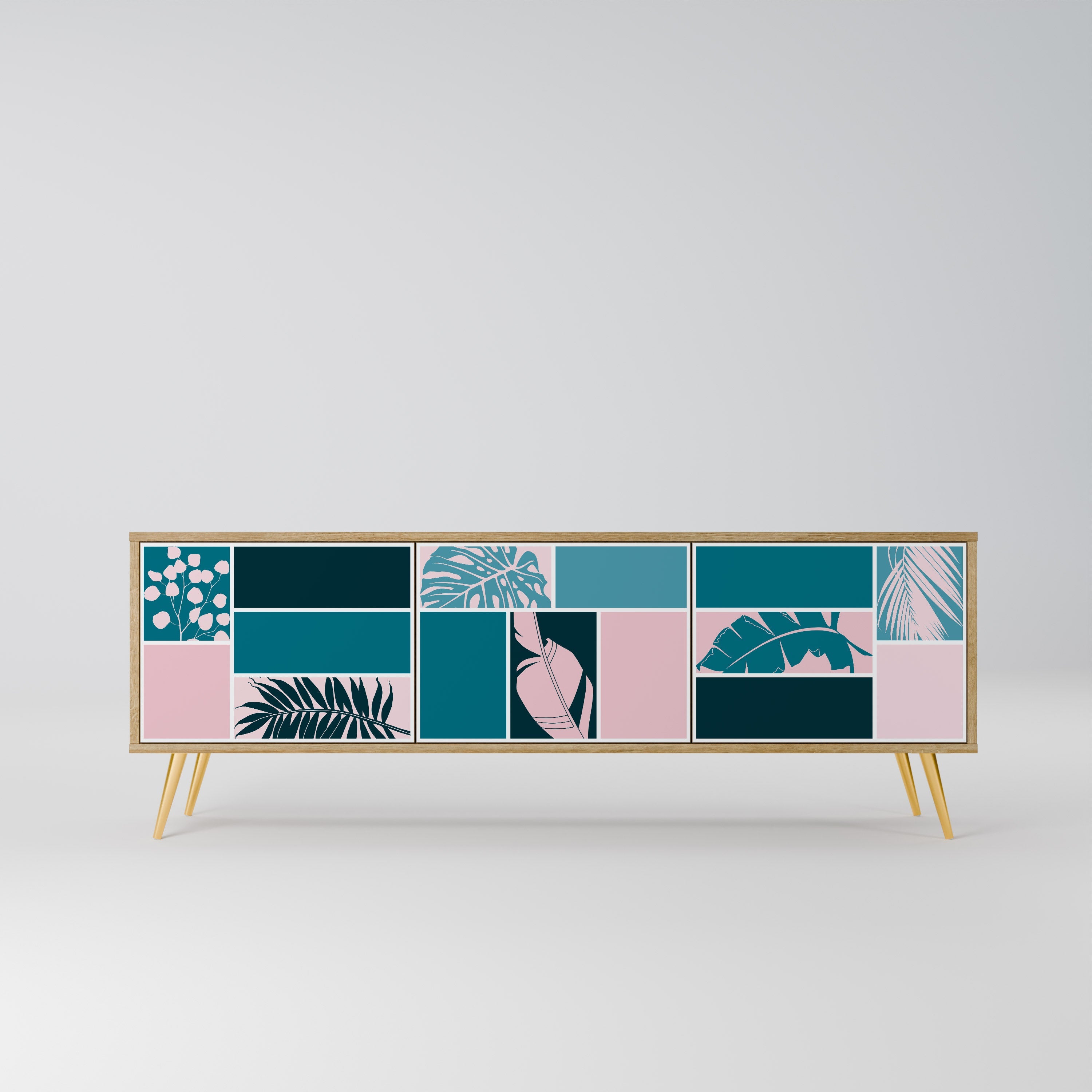 COMBINATION OF SHAPES Móvel de TV com 3 Portas em Efeito Carvalho