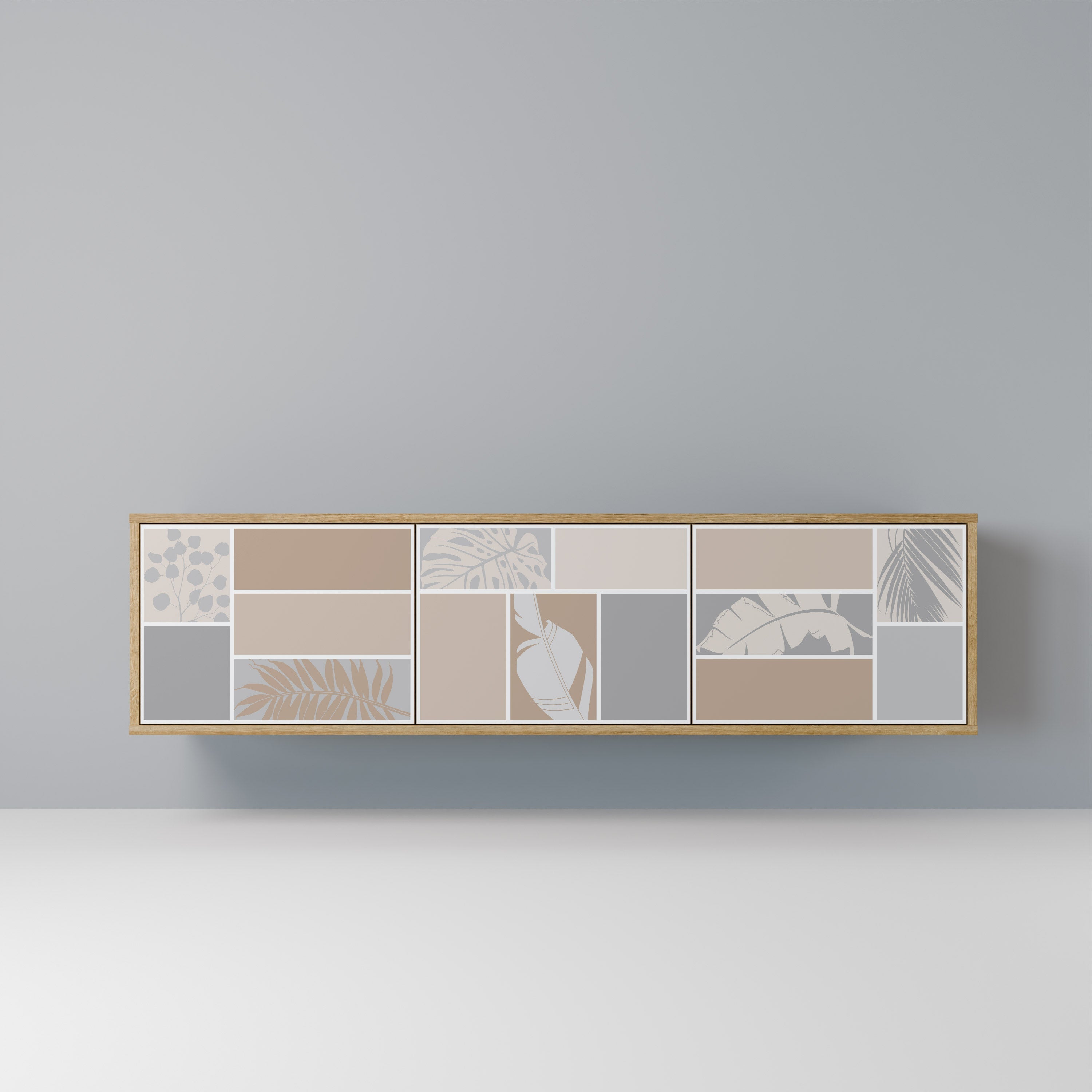 TROPICAL SHAPES Móvel de TV com 3 Portas em Efeito Carvalho