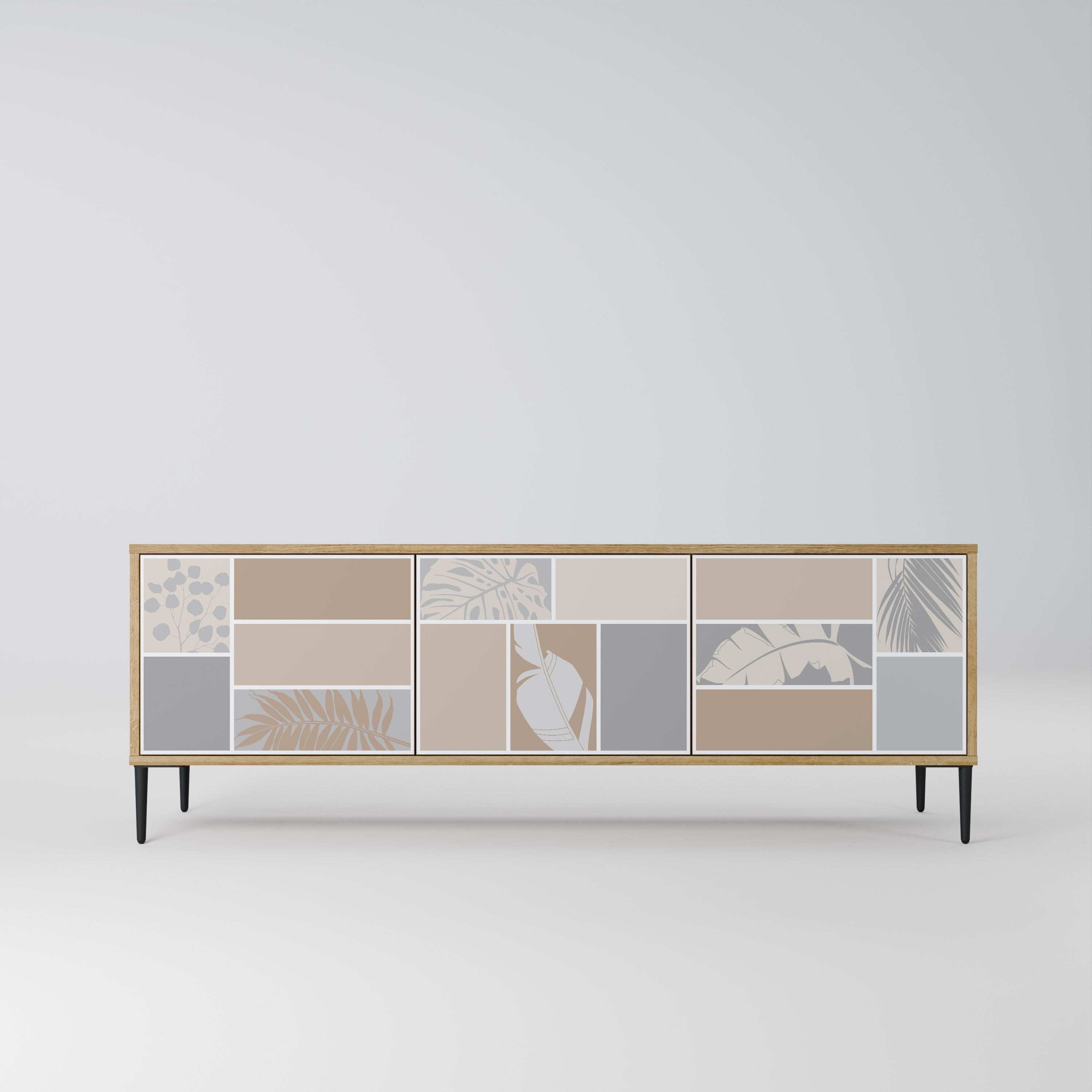 TROPICAL SHAPES Móvel de TV com 3 Portas em Efeito Carvalho