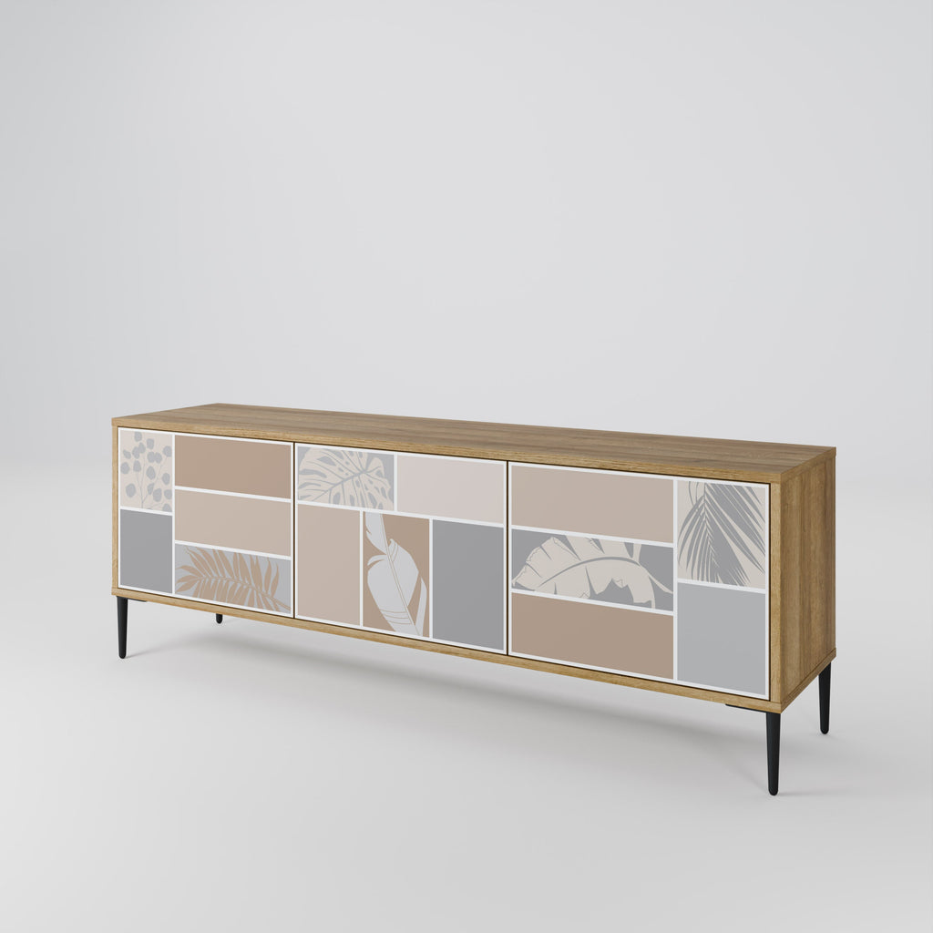TROPICAL SHAPES Móvel de TV com 3 Portas em Efeito Carvalho