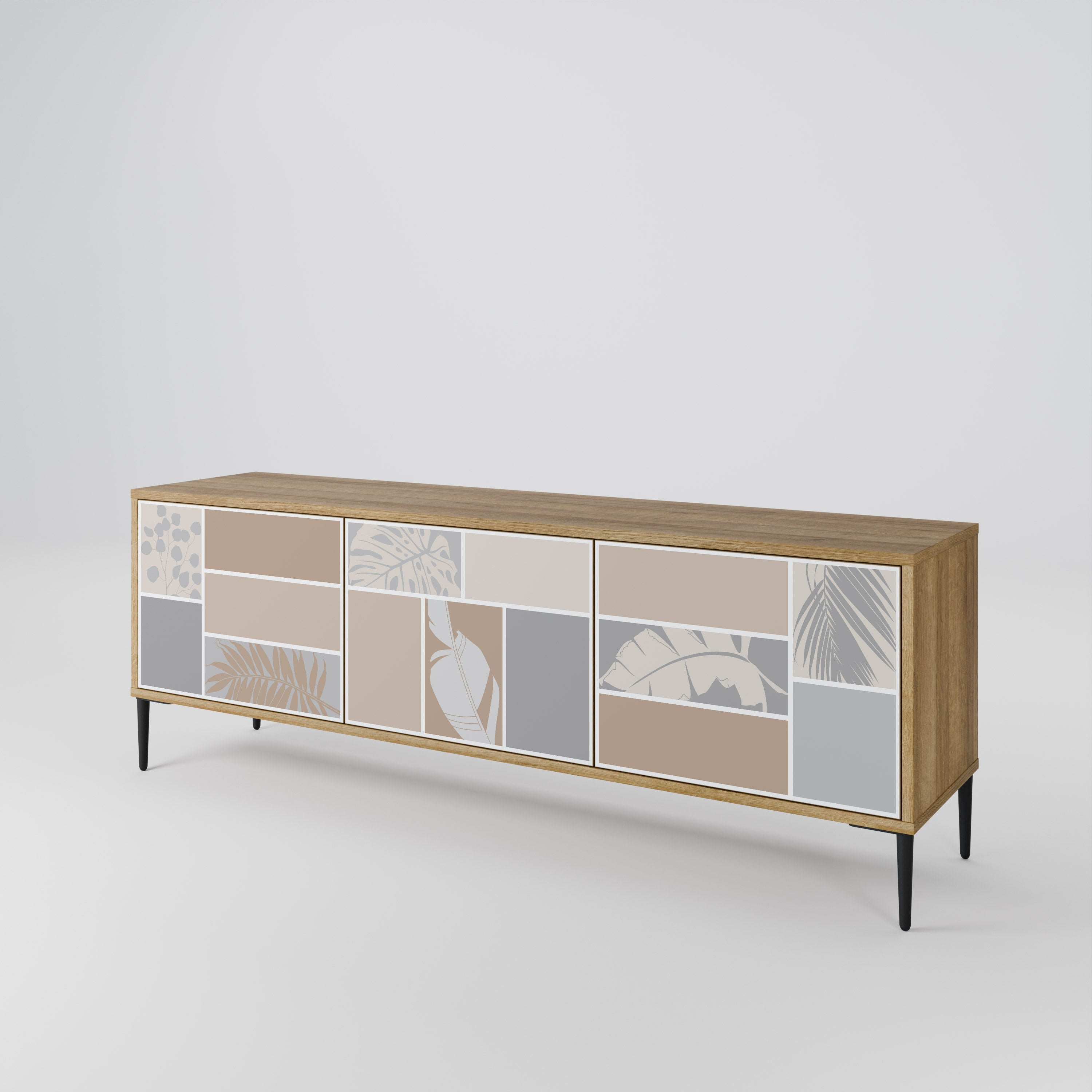 TROPICAL SHAPES Móvel de TV com 3 Portas em Efeito Carvalho