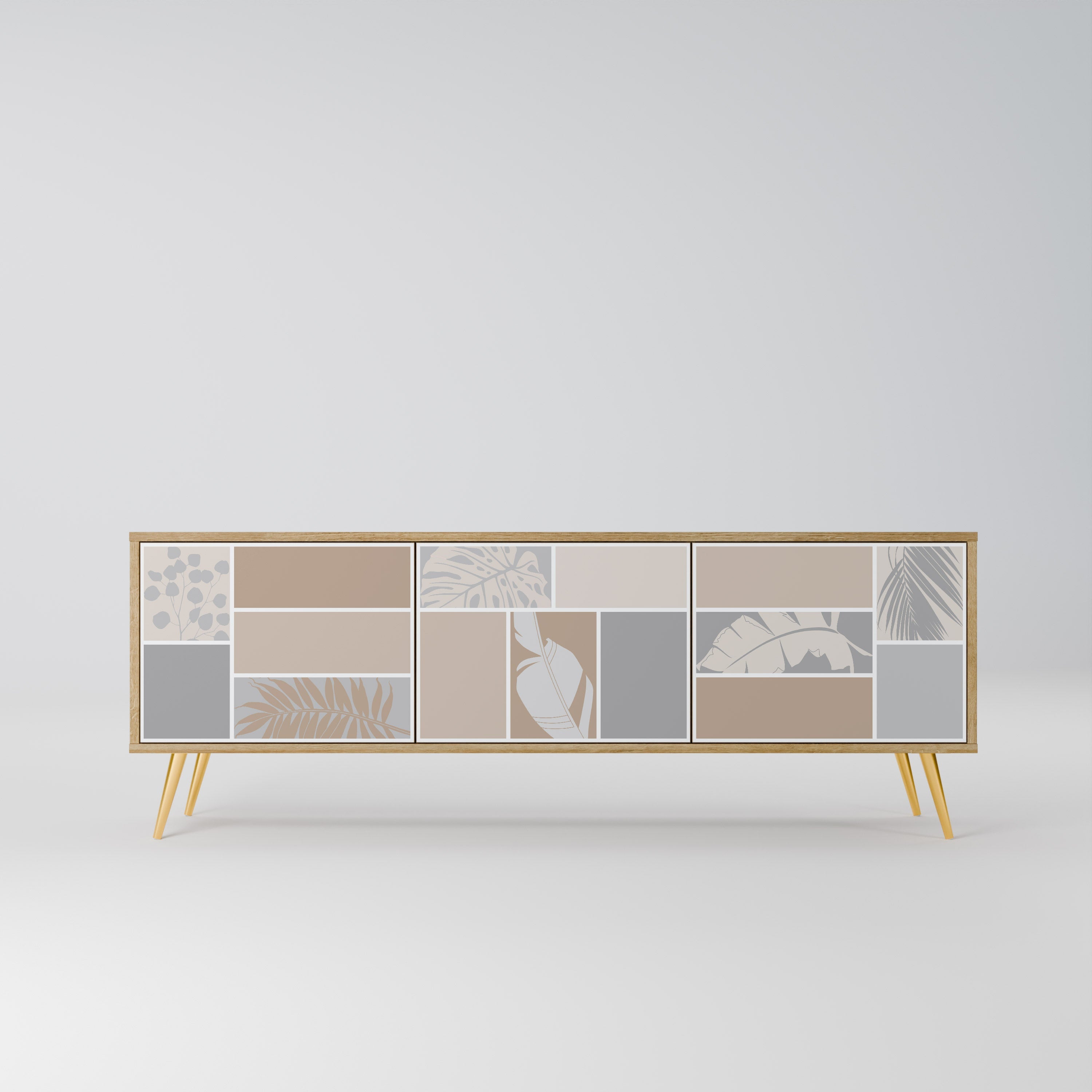 TROPICAL SHAPES Móvel de TV com 3 Portas em Efeito Carvalho