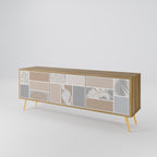 TROPICAL SHAPES Móvel de TV com 3 Portas em Efeito Carvalho