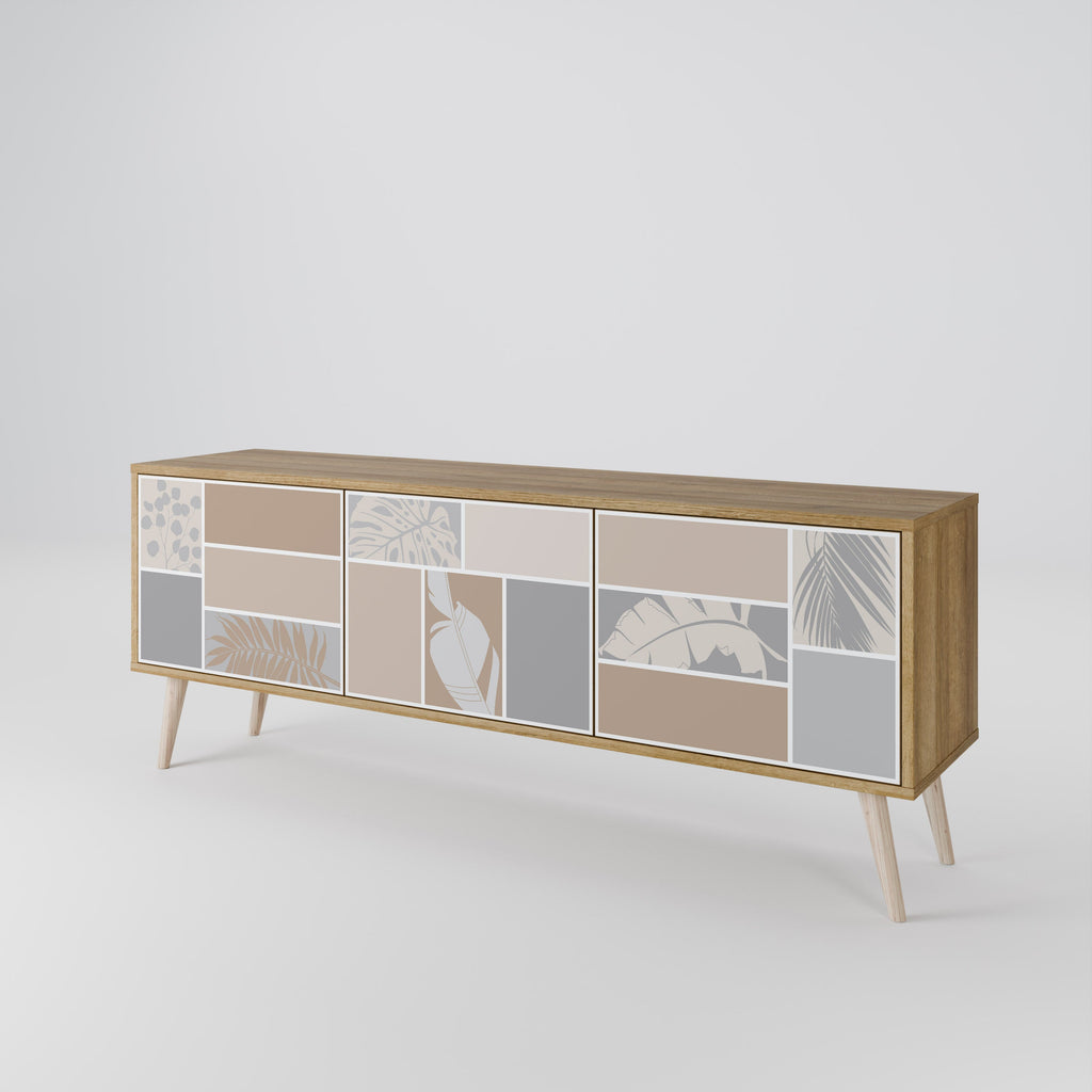 TROPICAL SHAPES Móvel de TV com 3 Portas em Efeito Carvalho