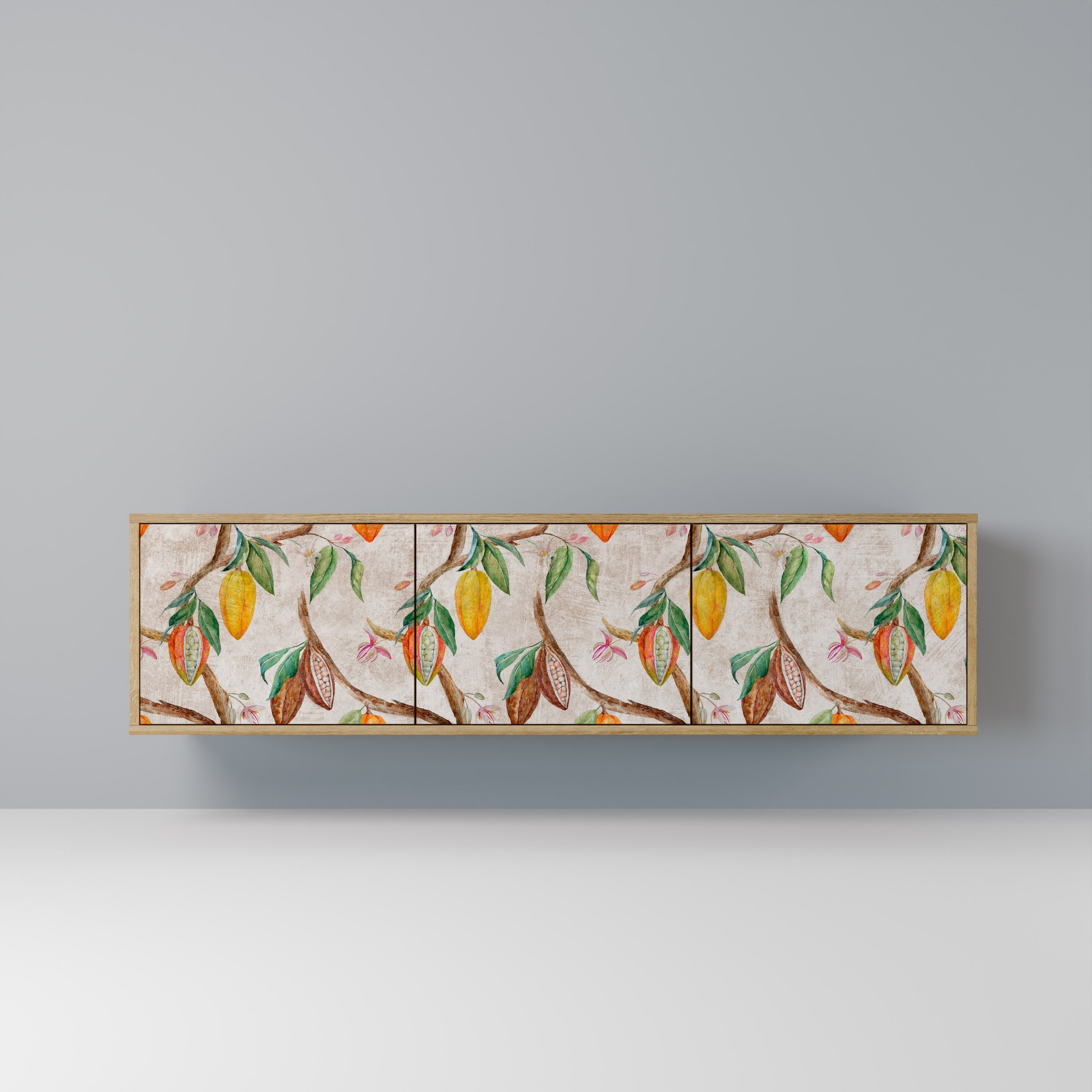 COCOA FRUITS Móvel de TV com 3 Portas em Efeito Carvalho