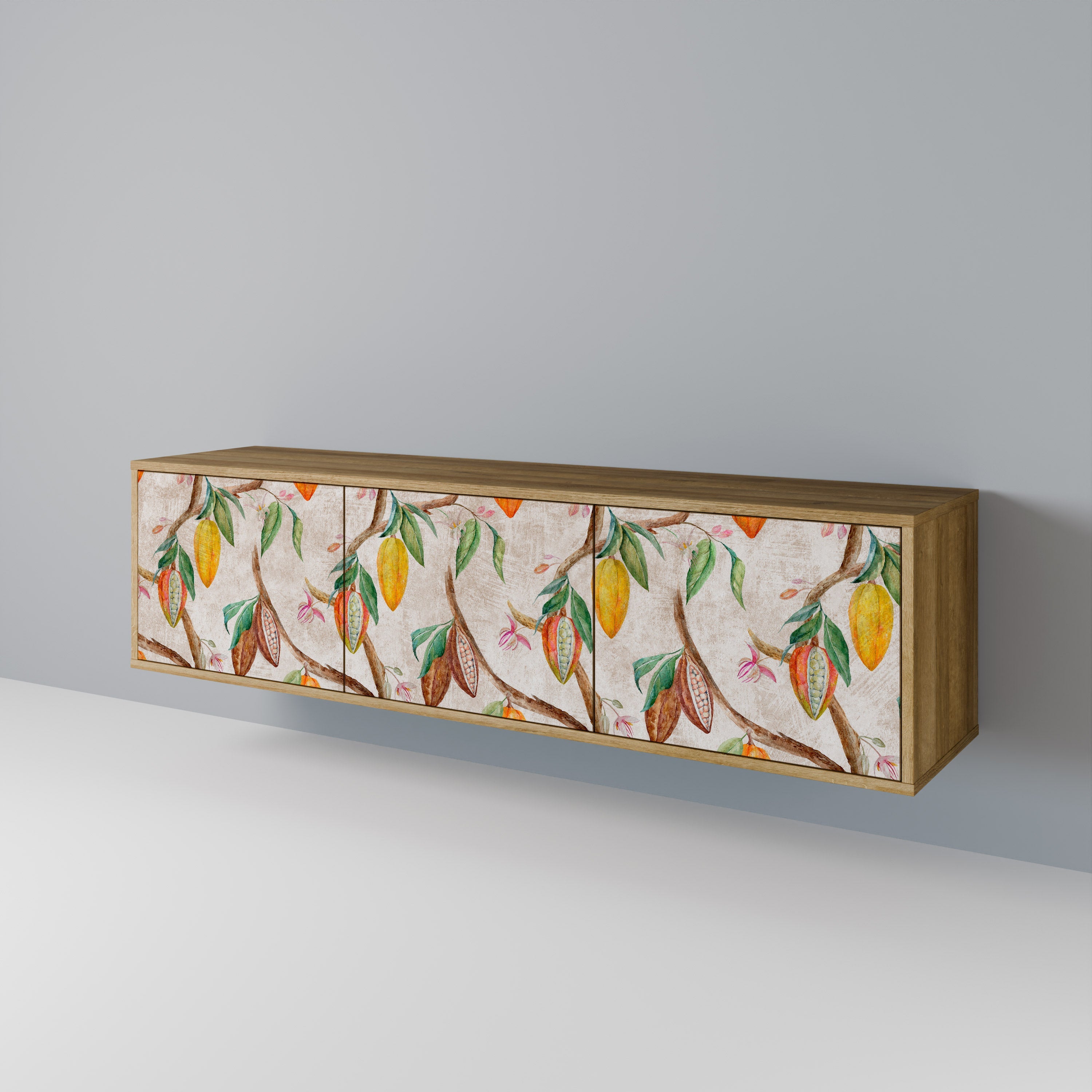 COCOA FRUITS Móvel de TV com 3 Portas em Efeito Carvalho