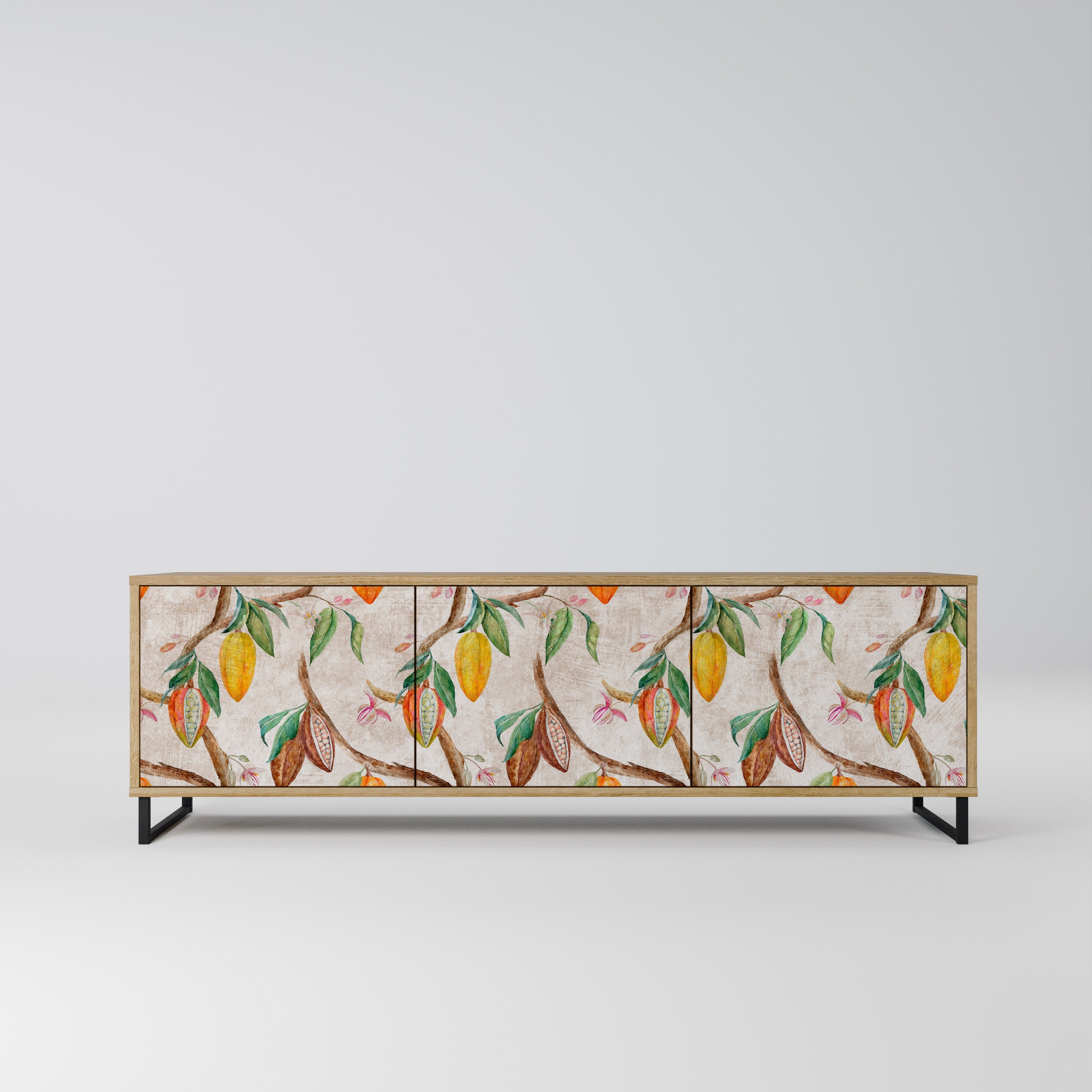 COCOA FRUITS Móvel de TV com 3 Portas em Efeito Carvalho