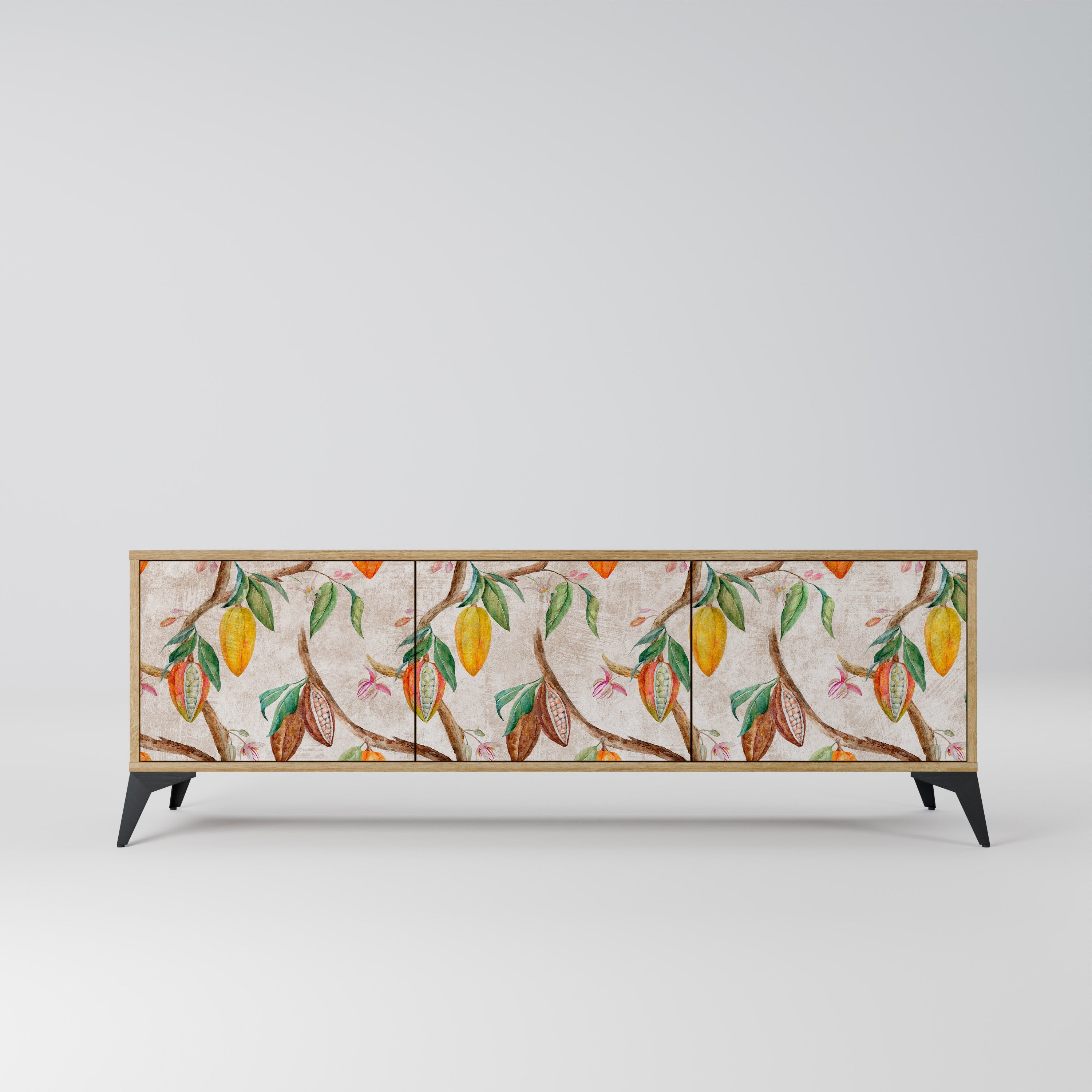 COCOA FRUITS Móvel de TV com 3 Portas em Efeito Carvalho