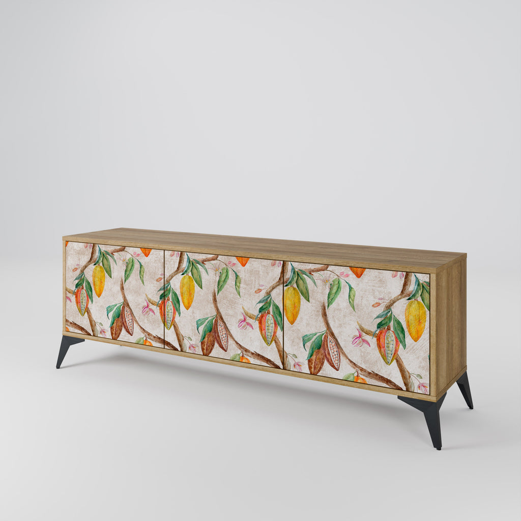 COCOA FRUITS Móvel de TV com 3 Portas em Efeito Carvalho