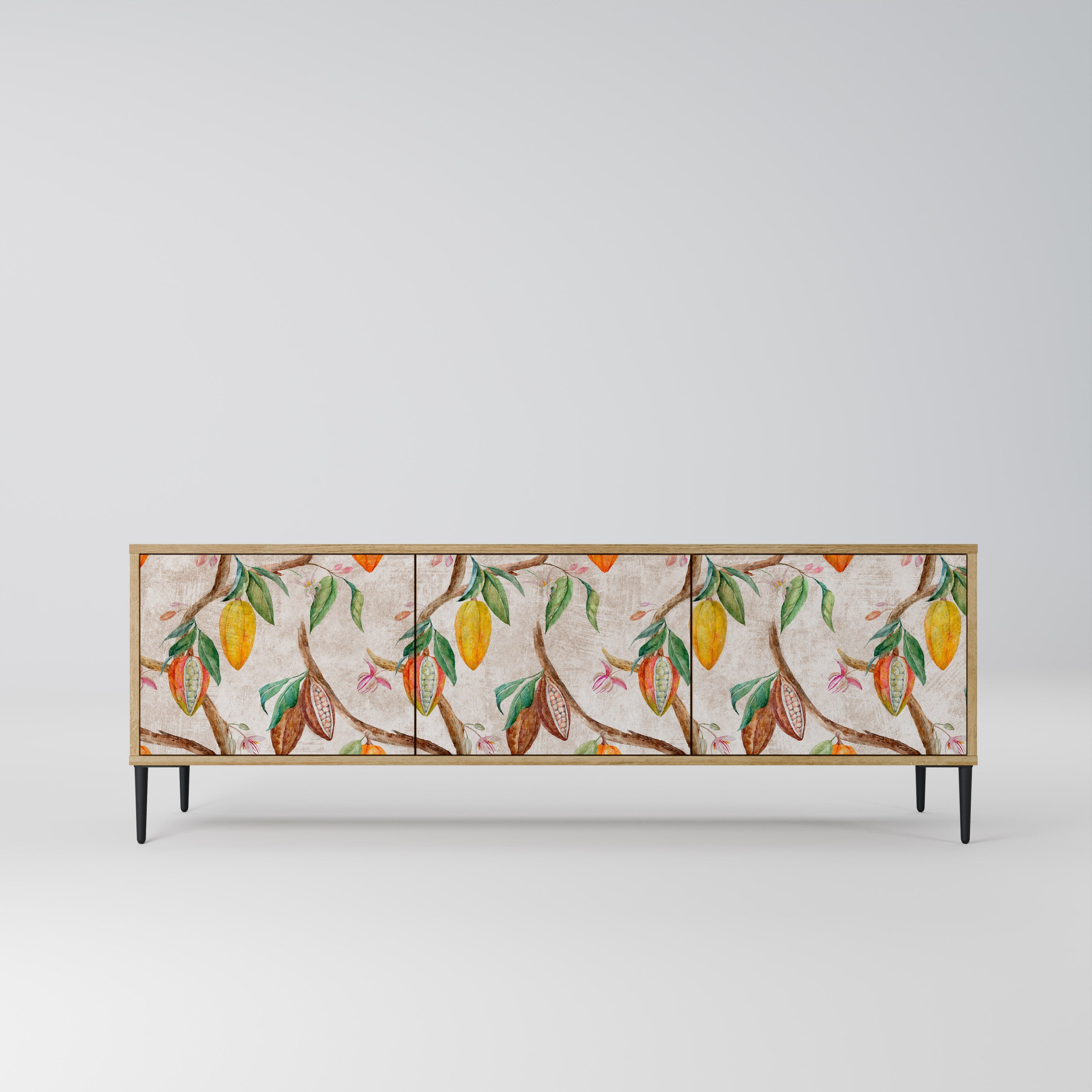 COCOA FRUITS Móvel de TV com 3 Portas em Efeito Carvalho