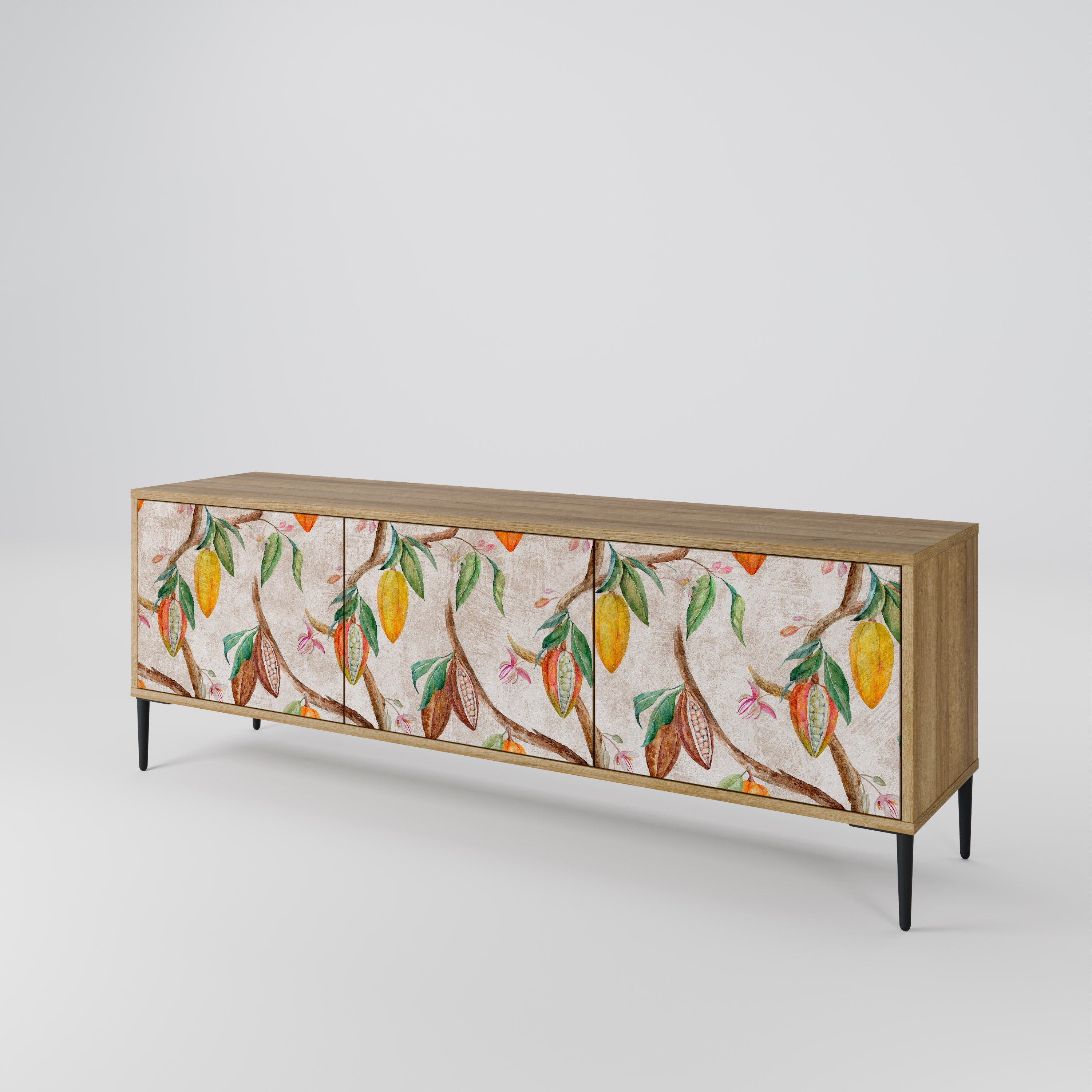 COCOA FRUITS Móvel de TV com 3 Portas em Efeito Carvalho