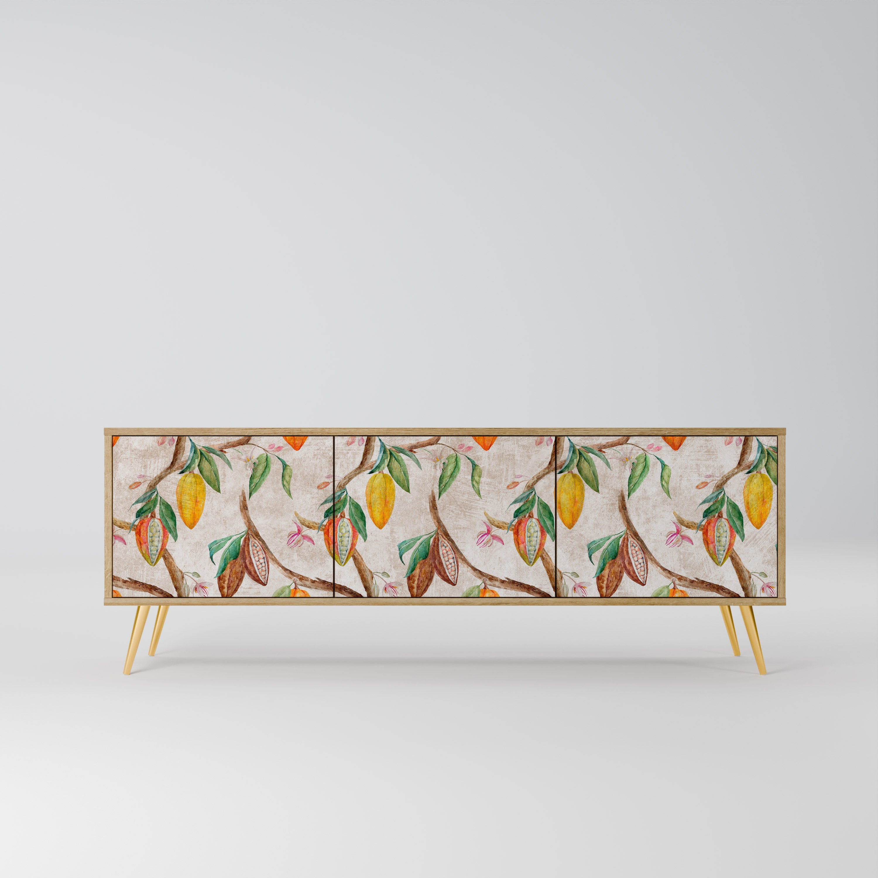 COCOA FRUITS Móvel de TV com 3 Portas em Efeito Carvalho