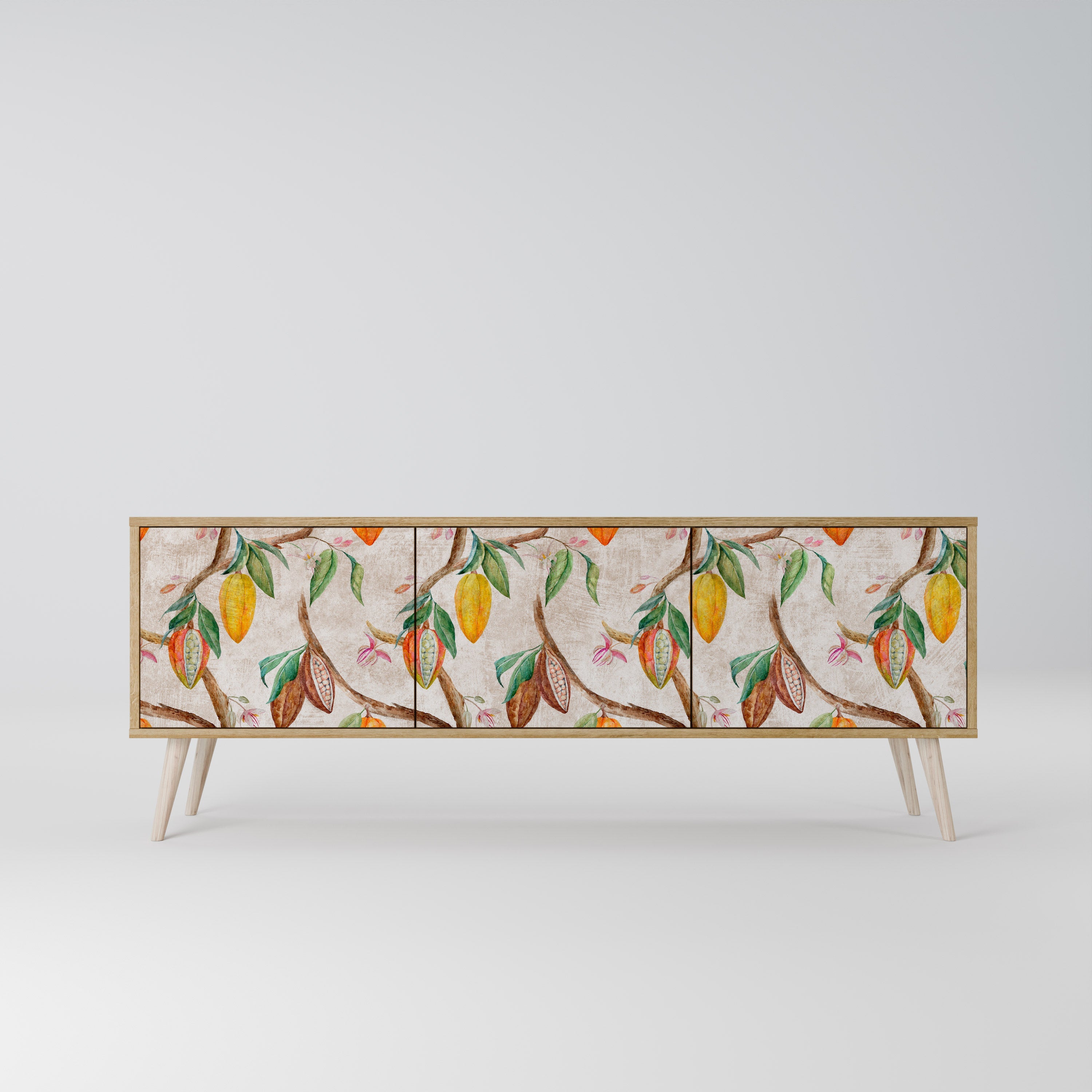 COCOA FRUITS Móvel de TV com 3 Portas em Efeito Carvalho