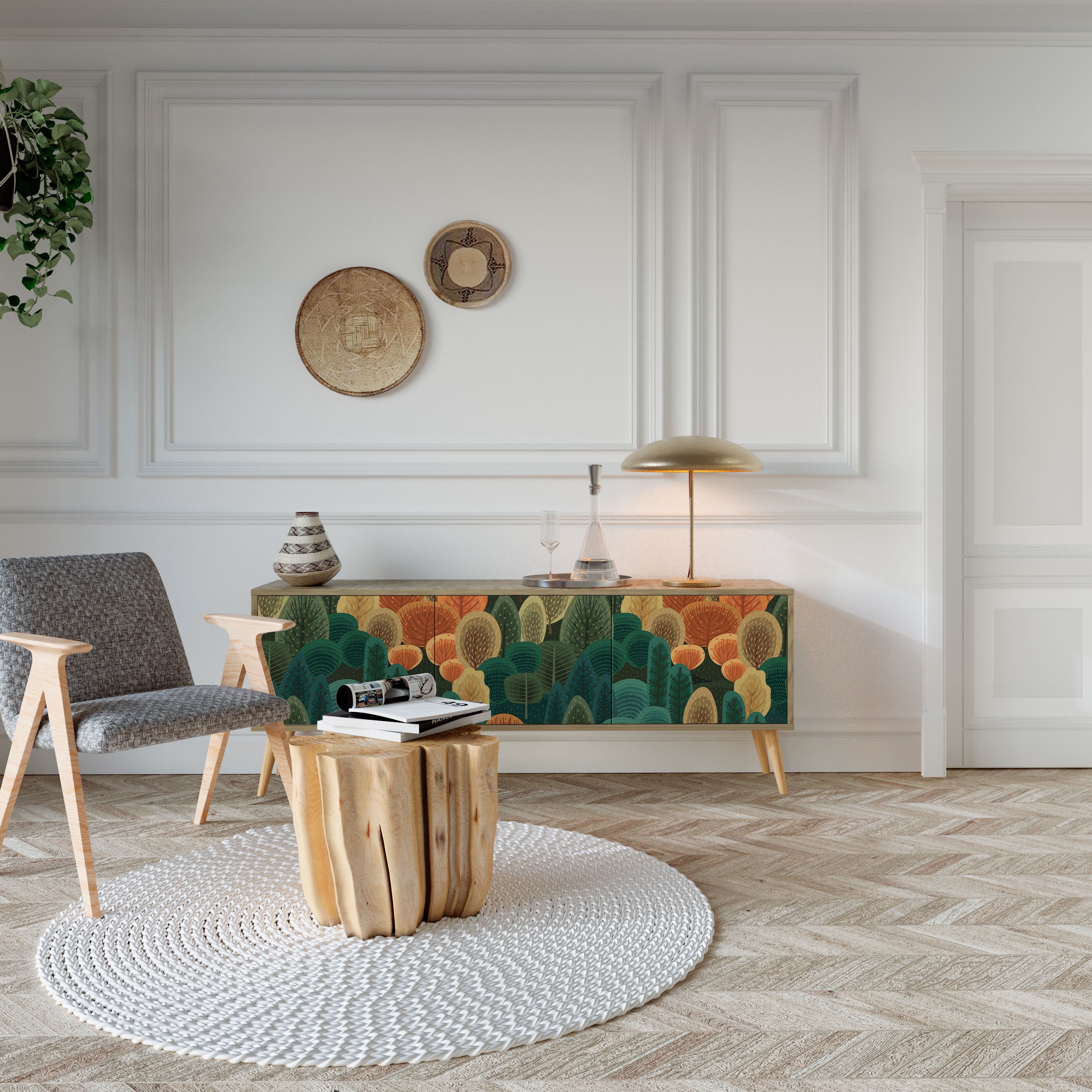 AUTUMN KALEIDOSCOPE Móvel de TV com 3 Portas em Efeito Carvalho