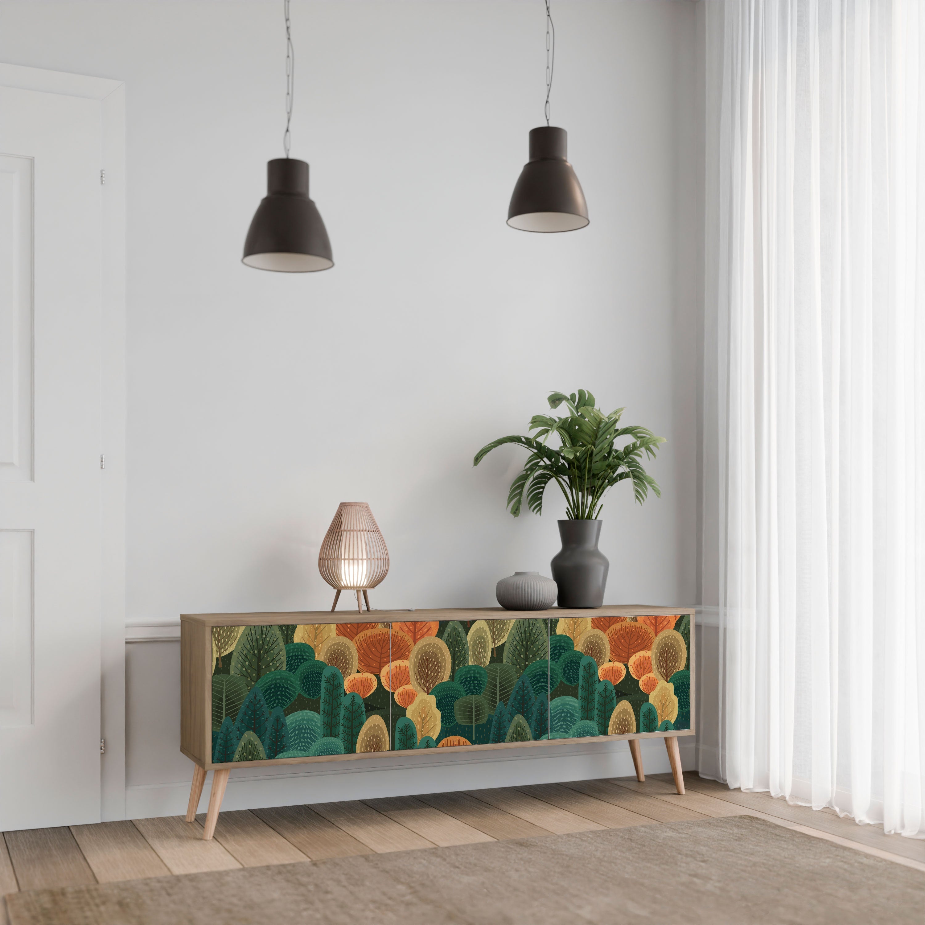 AUTUMN KALEIDOSCOPE Móvel de TV com 3 Portas em Efeito Carvalho