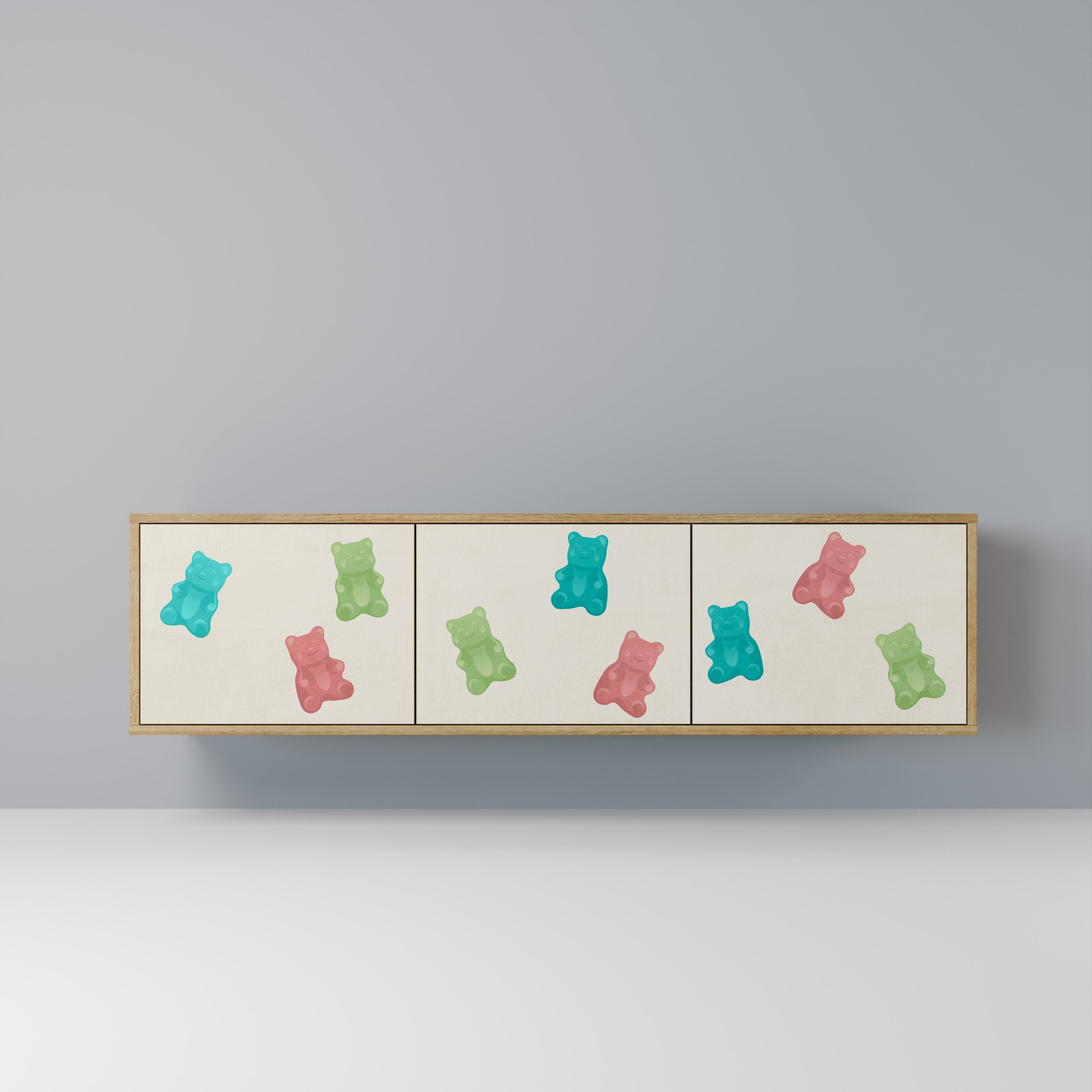 GUMMY BEARS Móvel de TV com 3 Portas em Efeito Carvalho